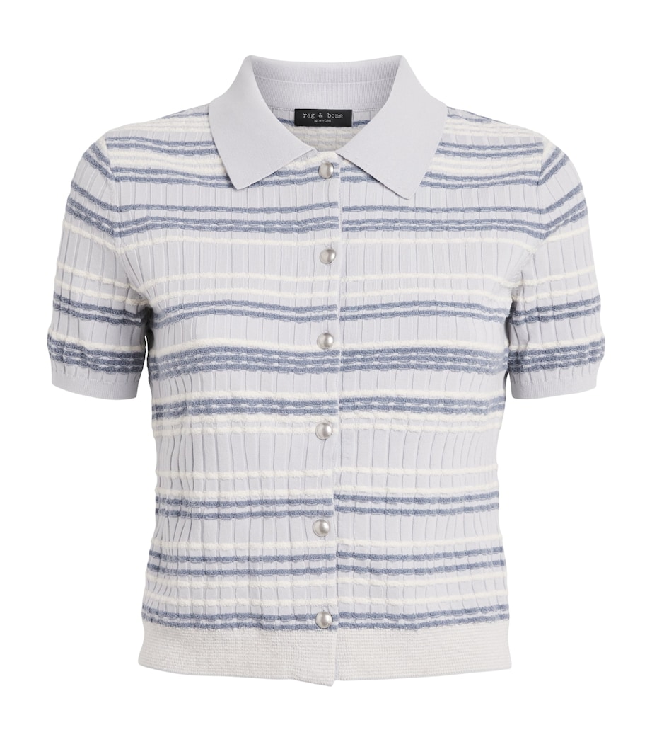 Rag & Bone Womens Cotton-Blend Stripe Karina Cardigan Ltblue Image 1