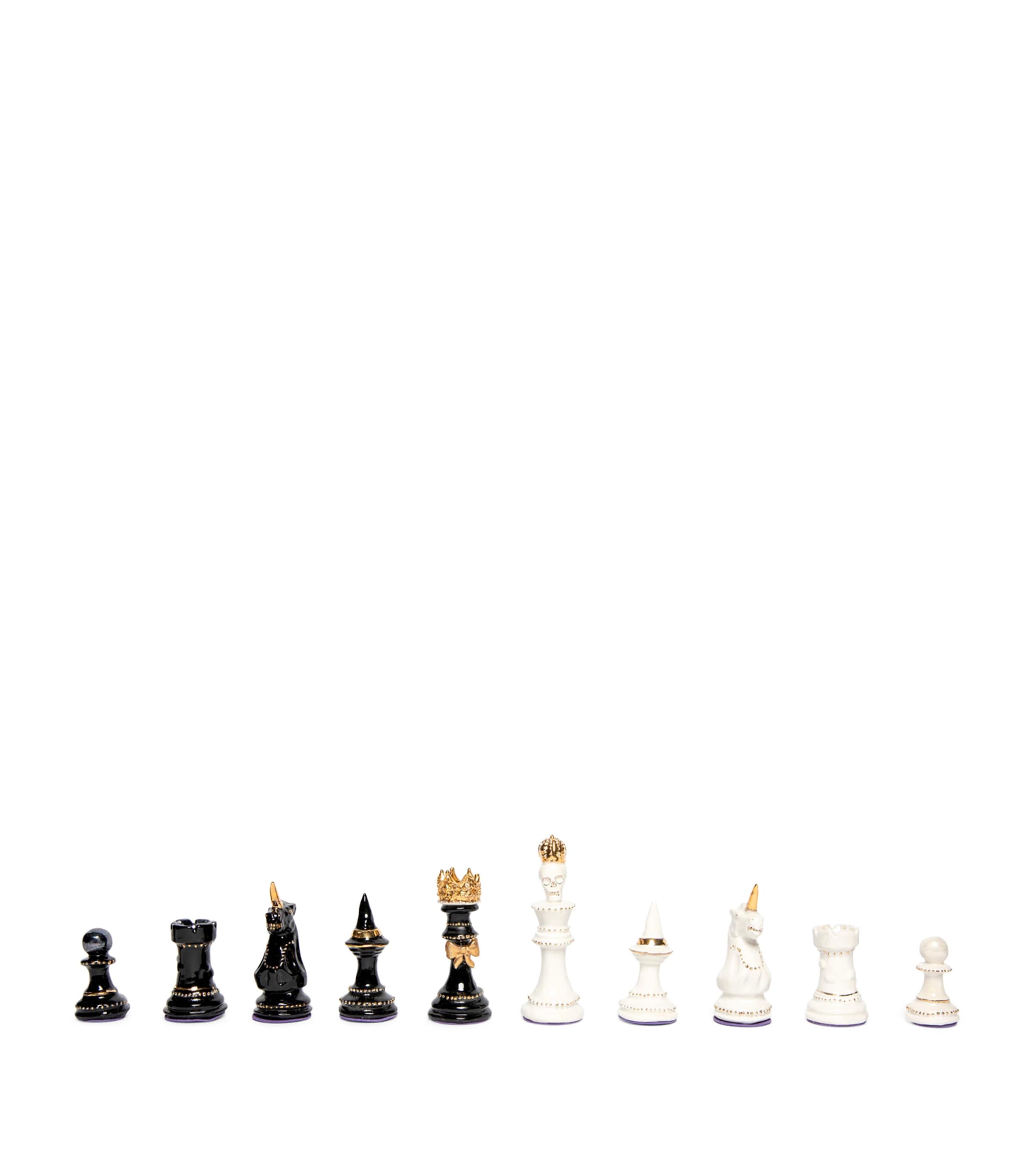 Purling Gold Leaf Bones of Stone Chess Set Black Image 3