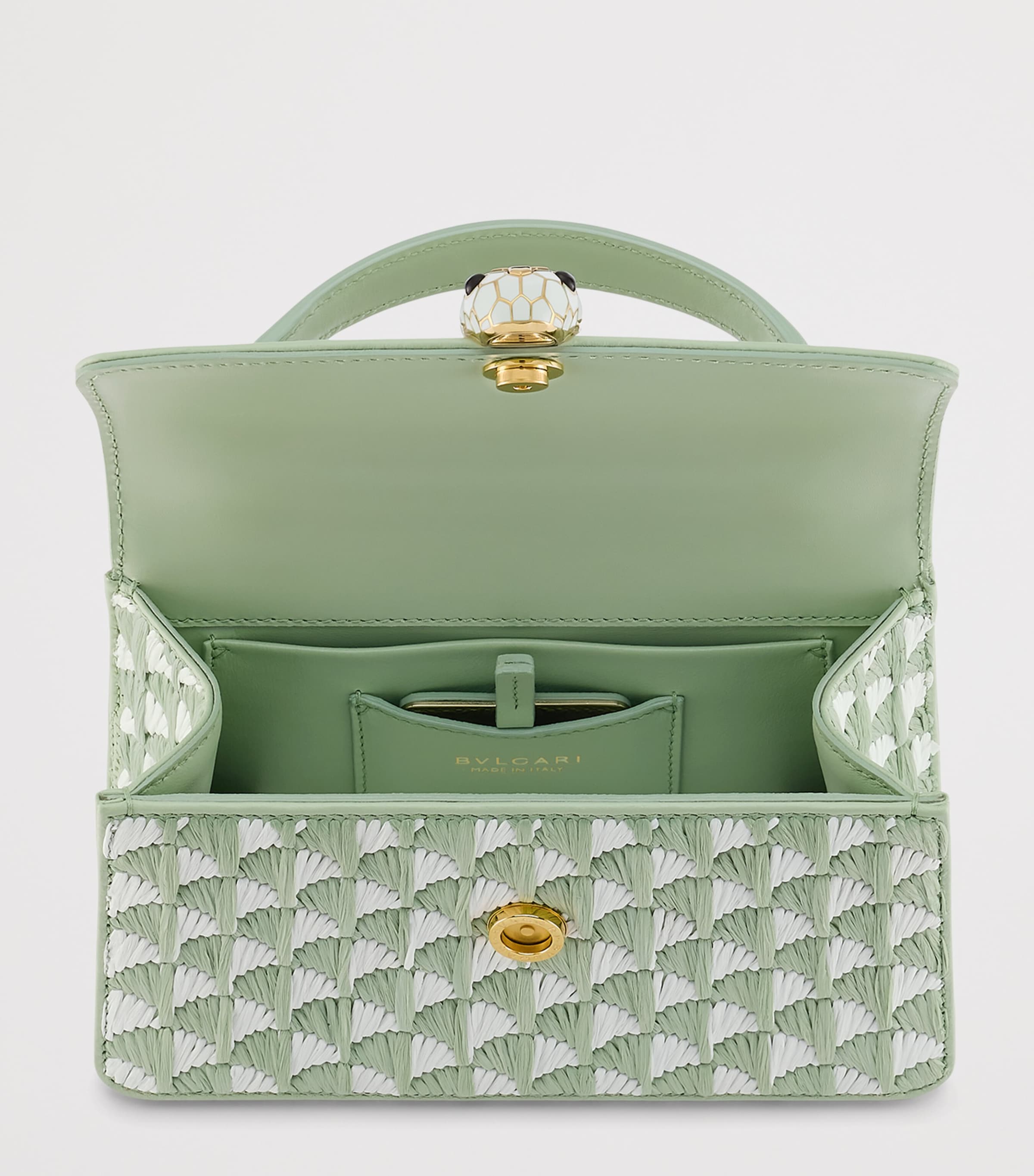 Bvlgari Mini Raffia Serpenti Forever Top-Handle Bag Green Medium Image 6