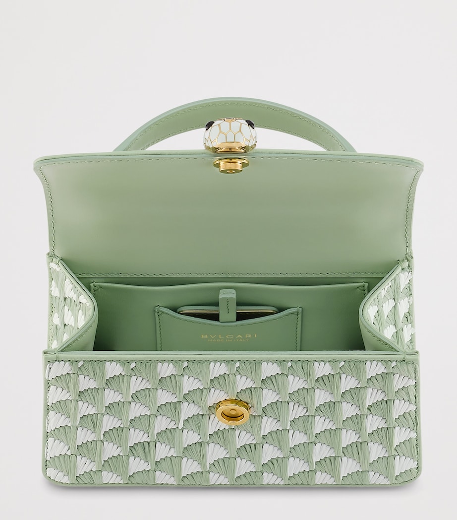 Bvlgari Mini Raffia Serpenti Forever Top-Handle Bag Green Medium Image 6