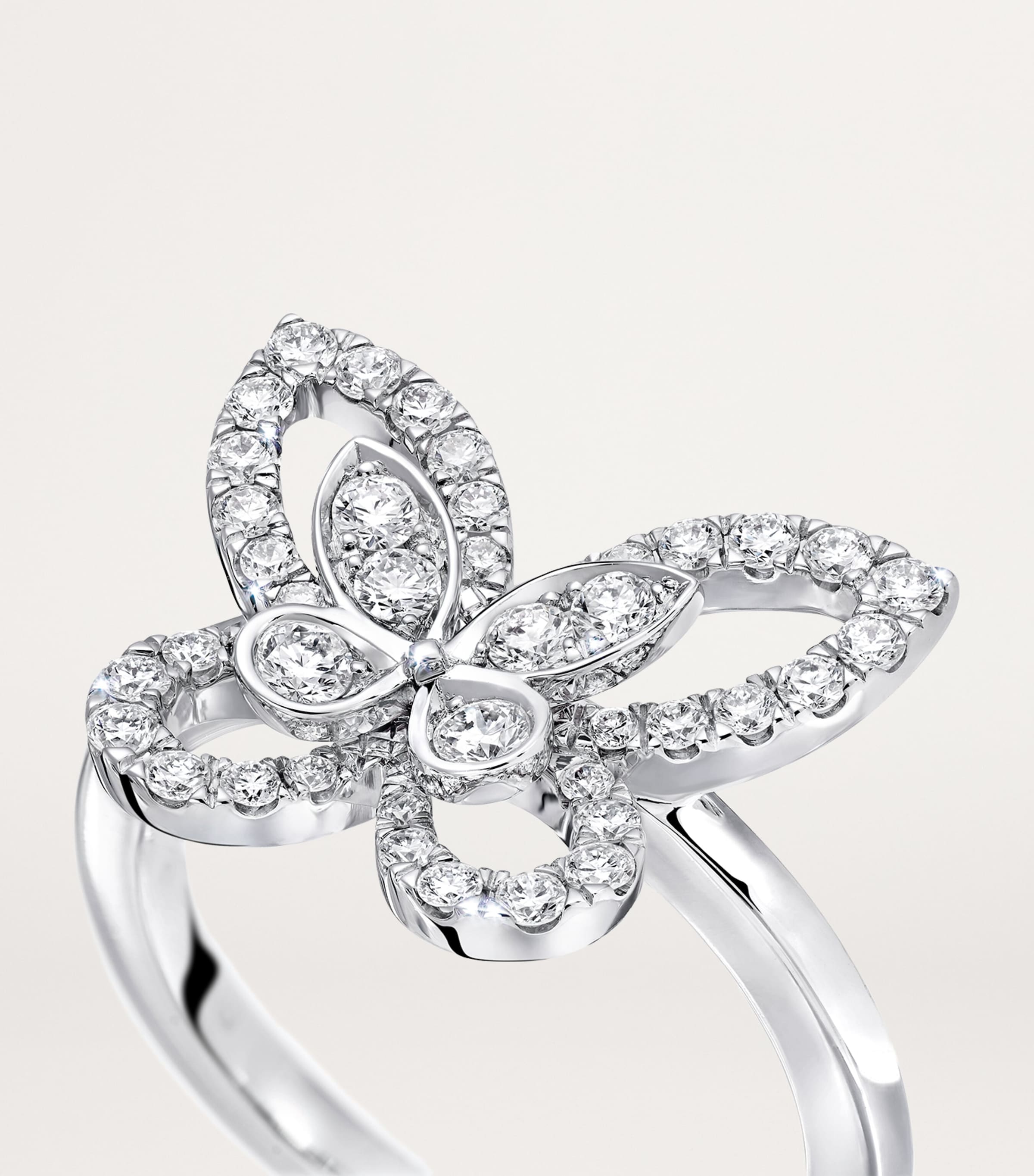 White Gold and Diamond Mini Butterfly Ring WHITE GOLD Image 5