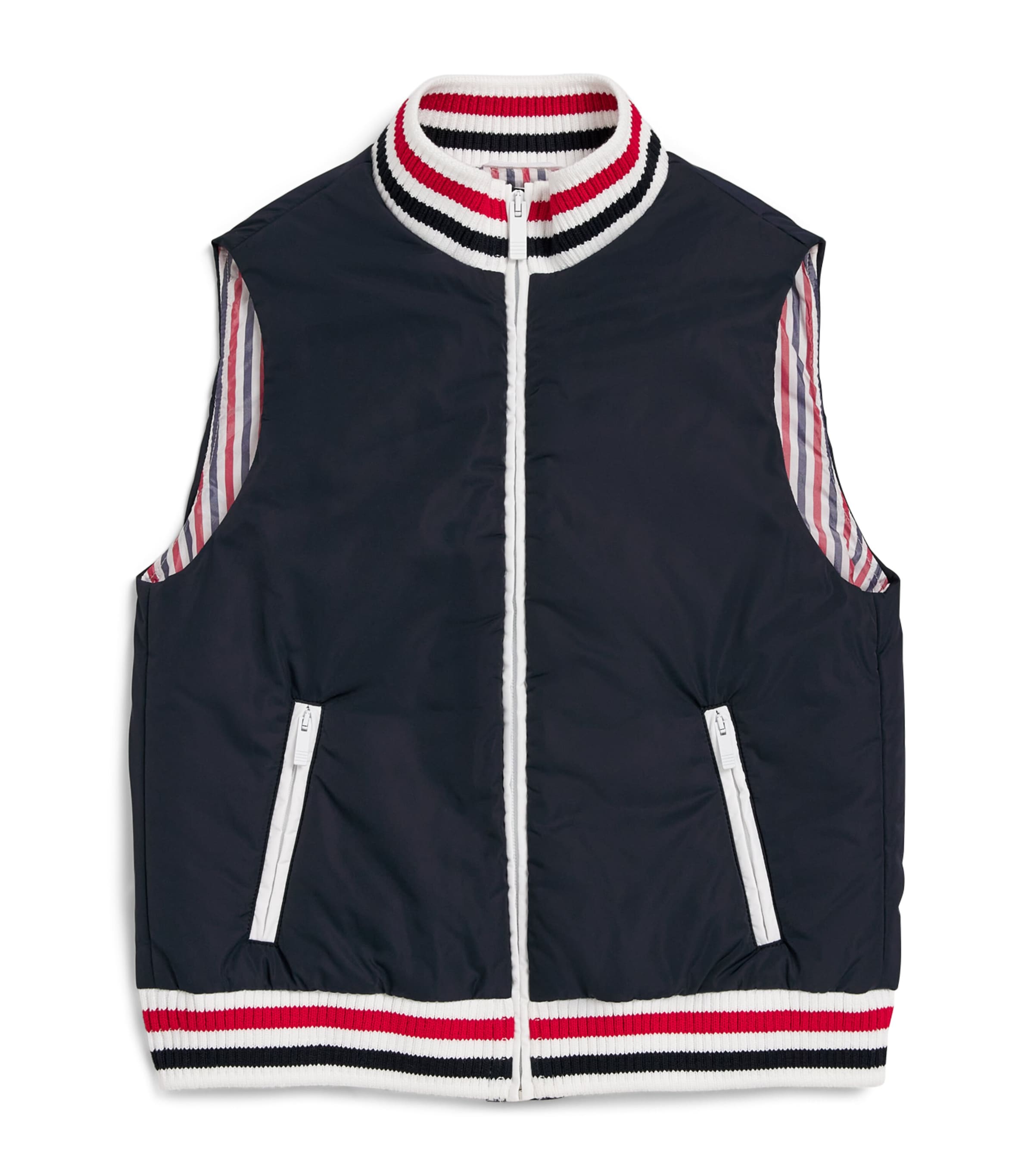 Thom Browne Kids Ribbed-Trim Padded Gilet (2-12 Years) Navy Image 1