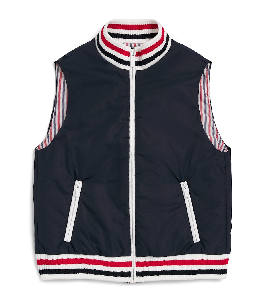 Thom Browne Kids Ribbed-Trim Padded Gilet (2-12 Years) Navy Image 1
