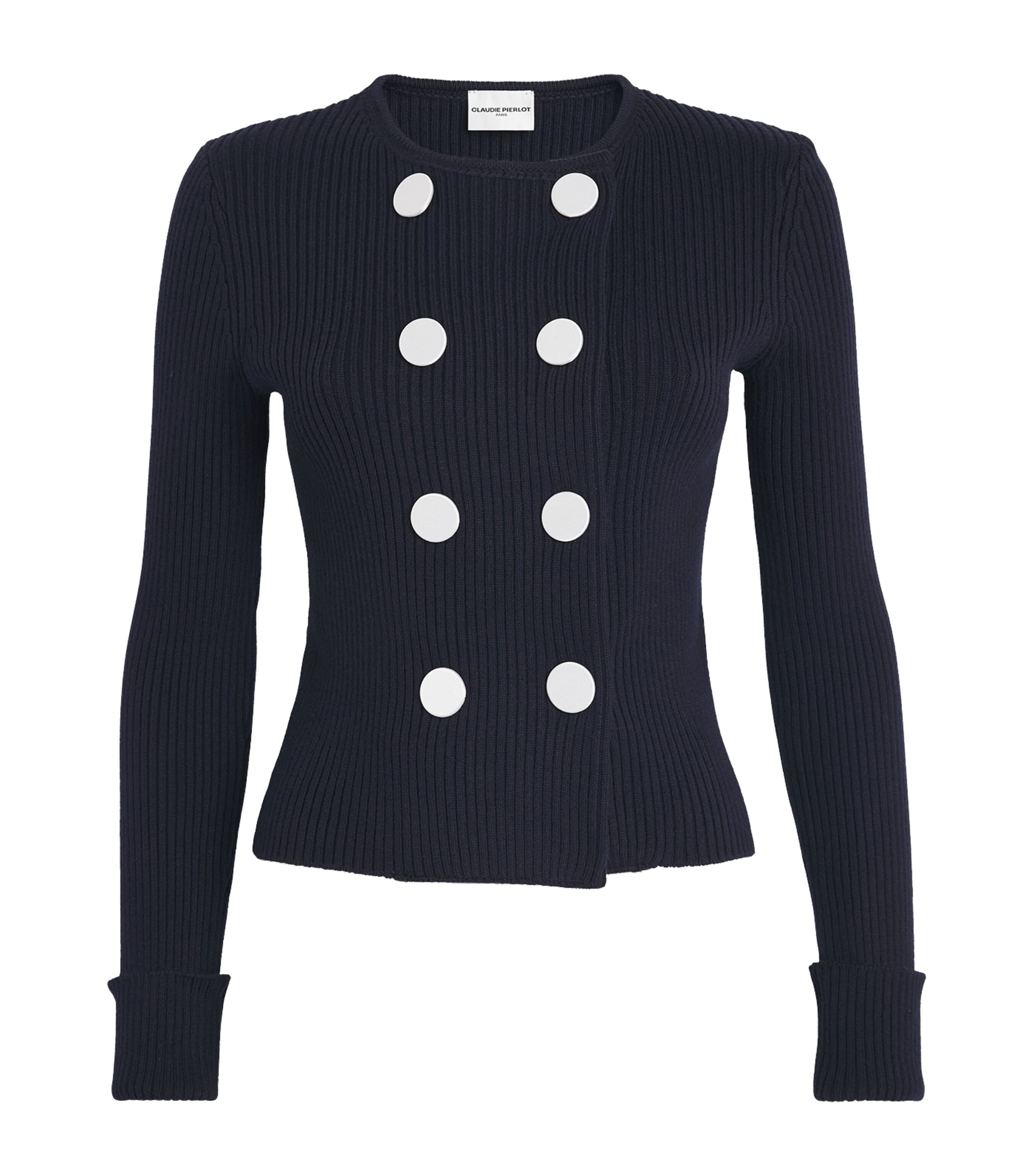 Claudie Pierlot Wool-blend Double-breasted Cardigan In Blue