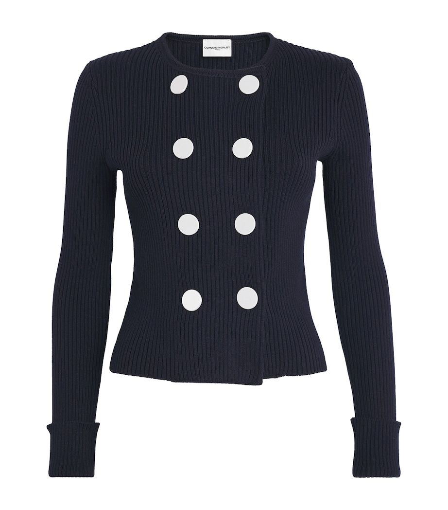 Wool-Blend Double-Breasted Cardigan NAVY Image 1
