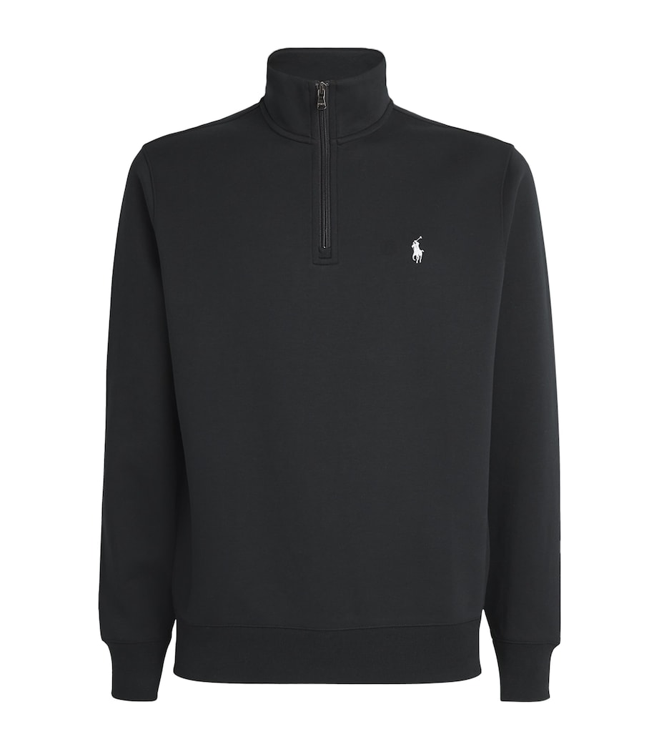 Cotton-Blend Quarter-Zip Sweatshirt BLACK Image 1