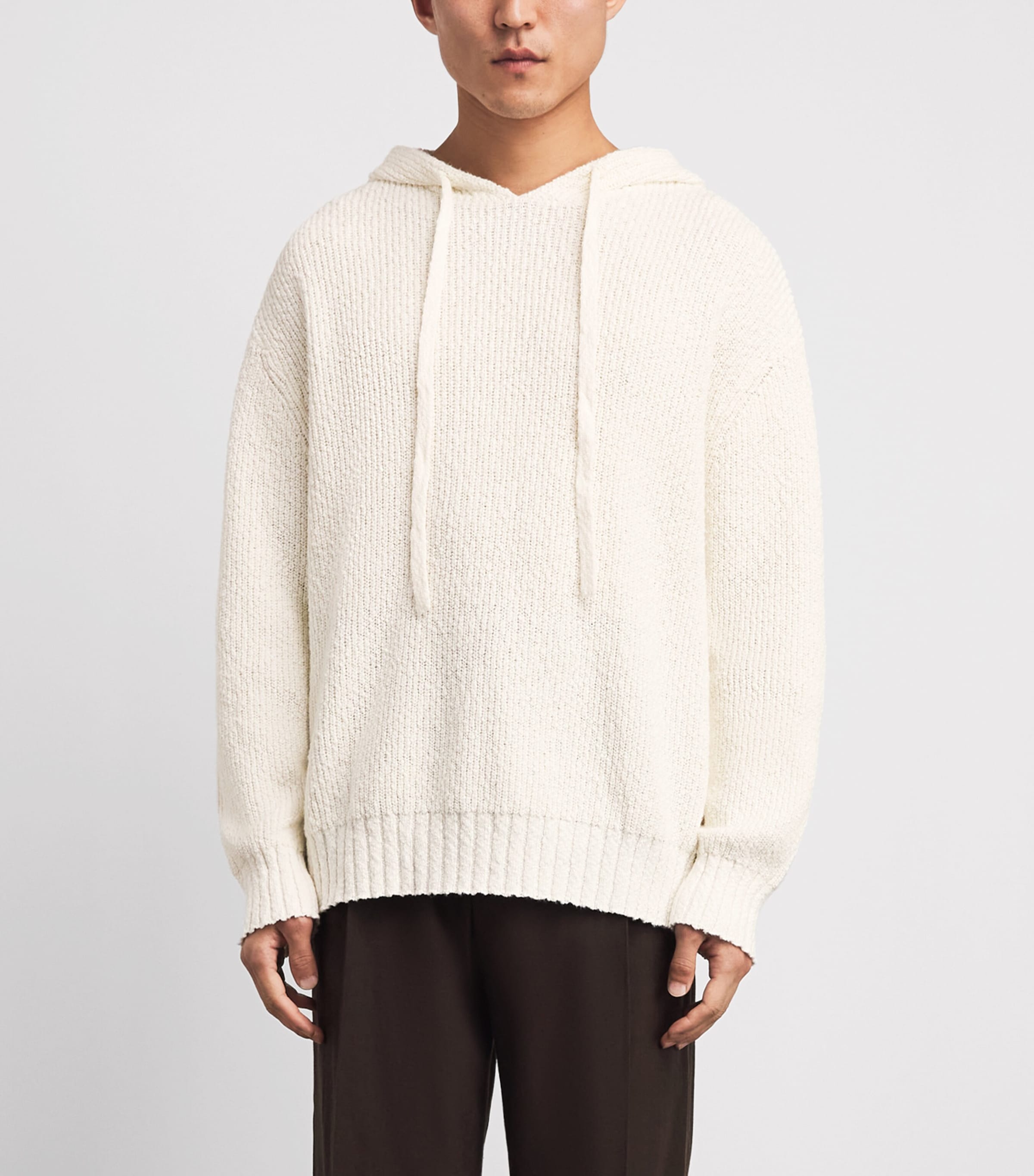 COMMAS Mens Cotton Knit Hoodie White Image 4
