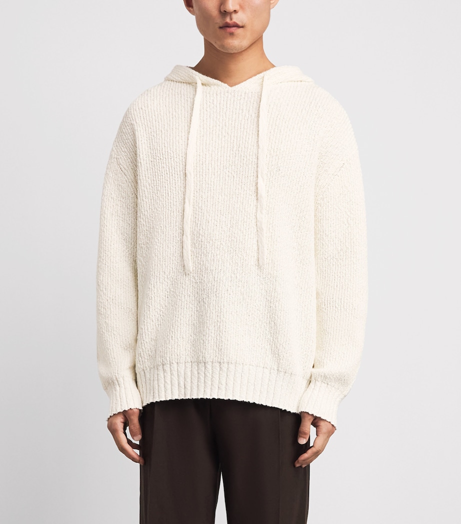 COMMAS Mens Cotton Knit Hoodie White Image 4