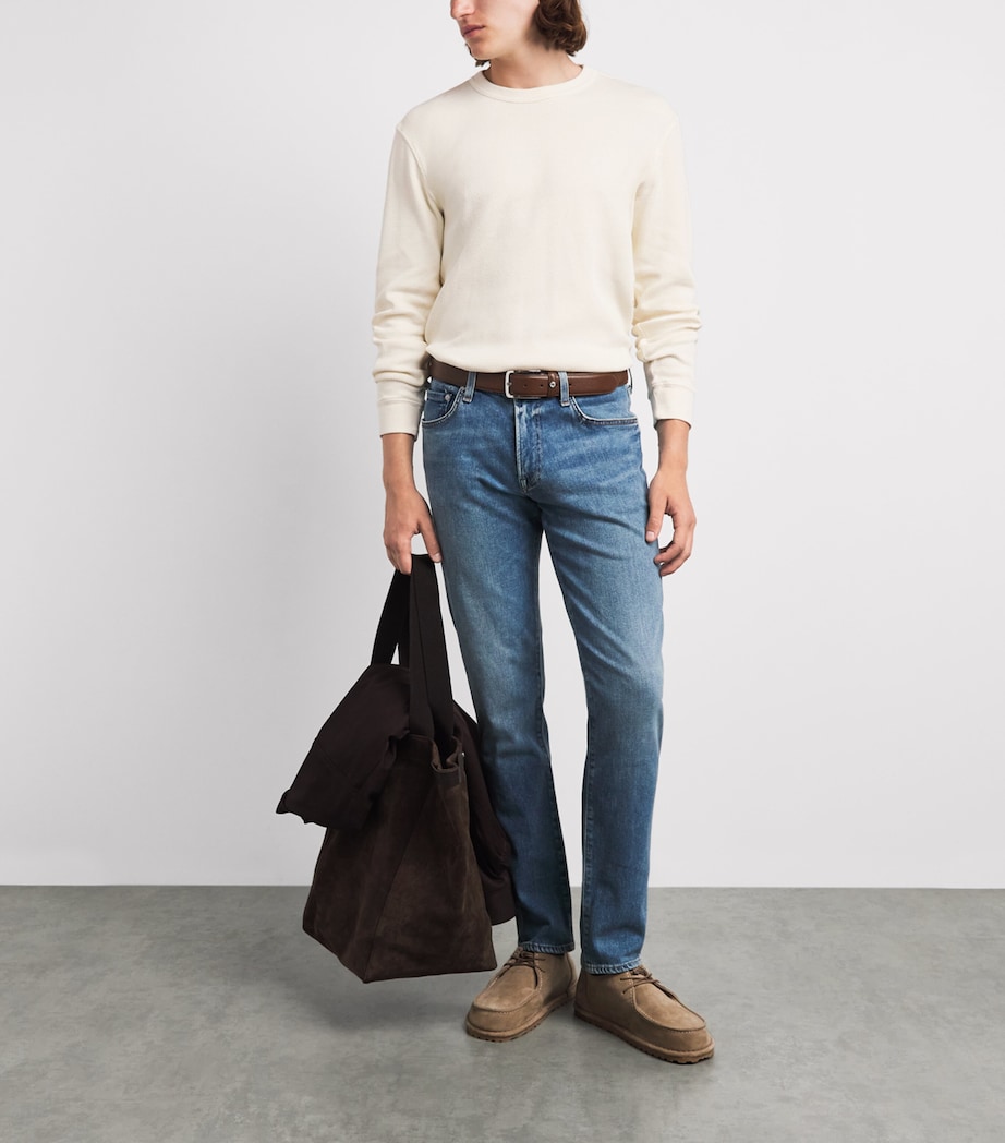 Citizens of Humanity Mens Cotton Waffle-Stitch Sweater Plaster Image 2