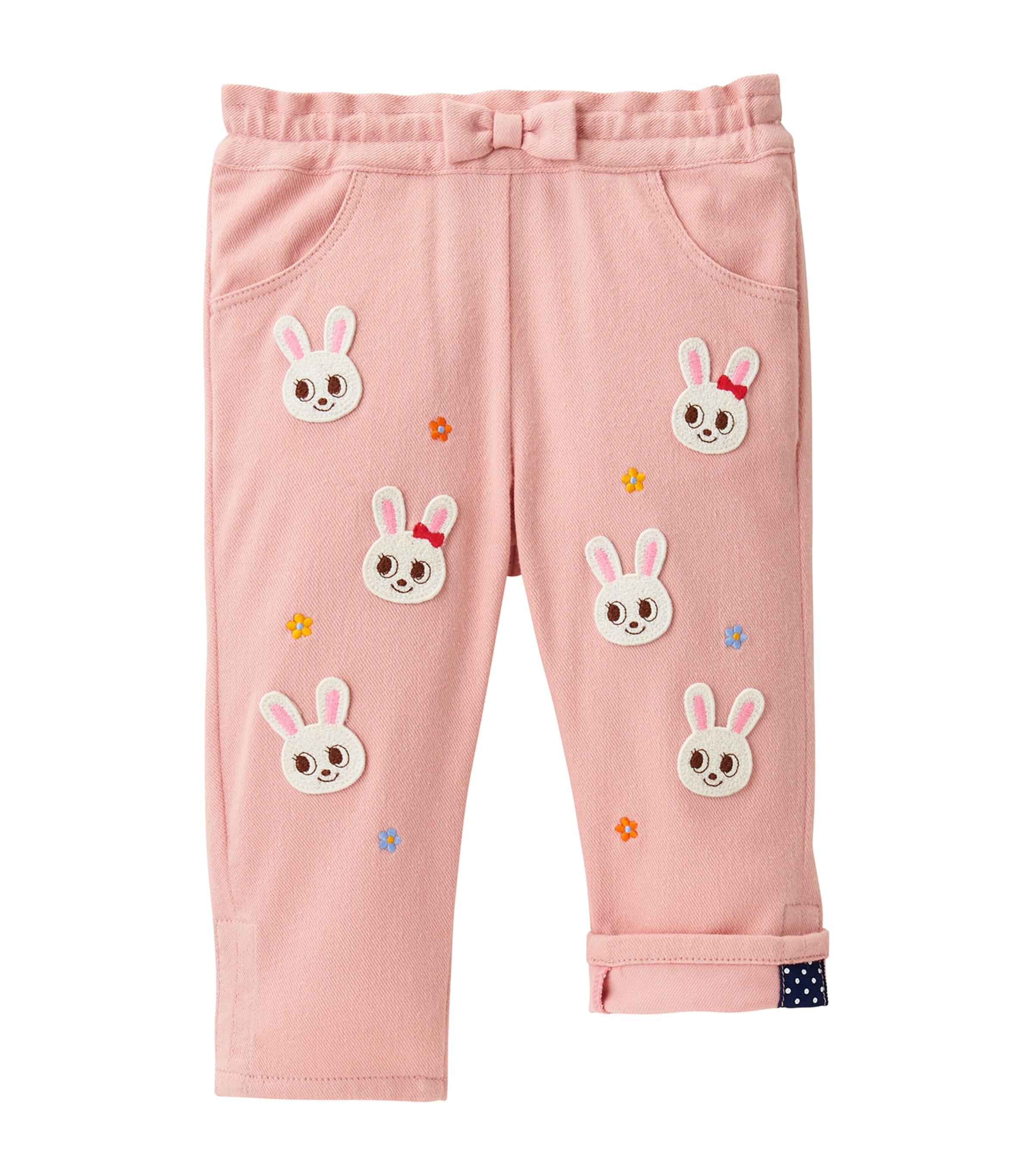 Miki House Kids' Embroidered Bunny Jeans In Pink