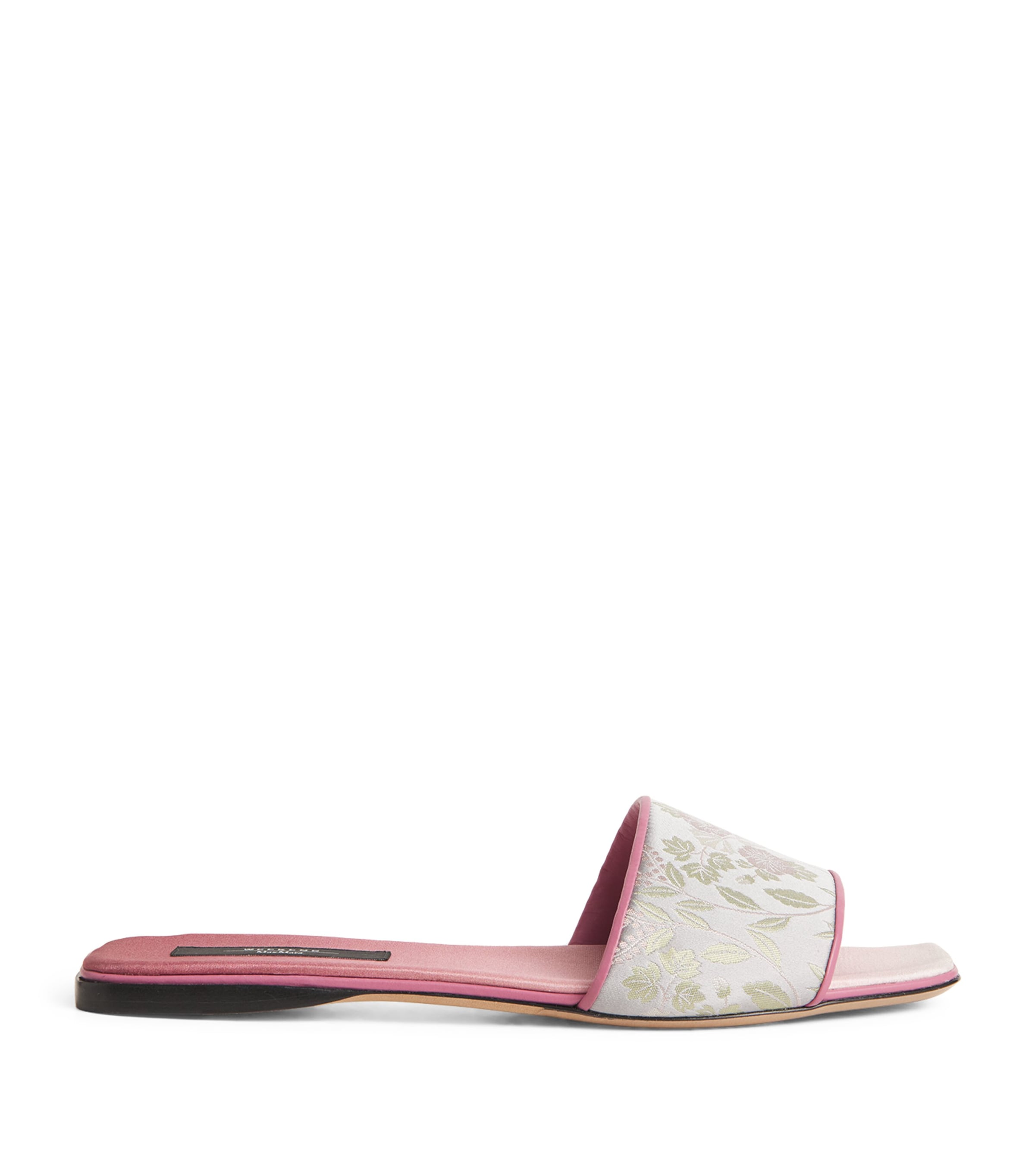 Shop Weekend Max Mara Silk-satin Floral Slides In Grey