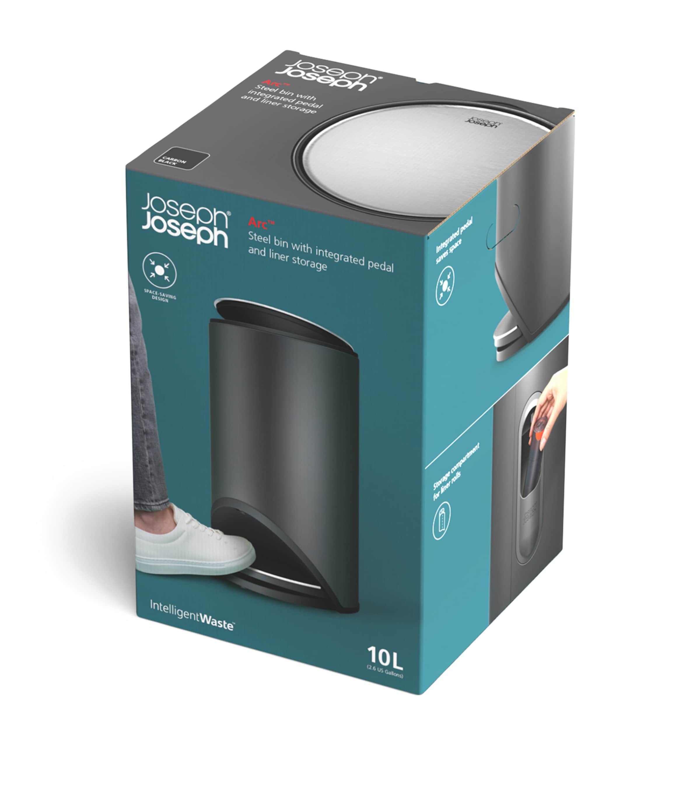 Small Easy-Push Arc Pedal Bin (10L) BLACK Image 5