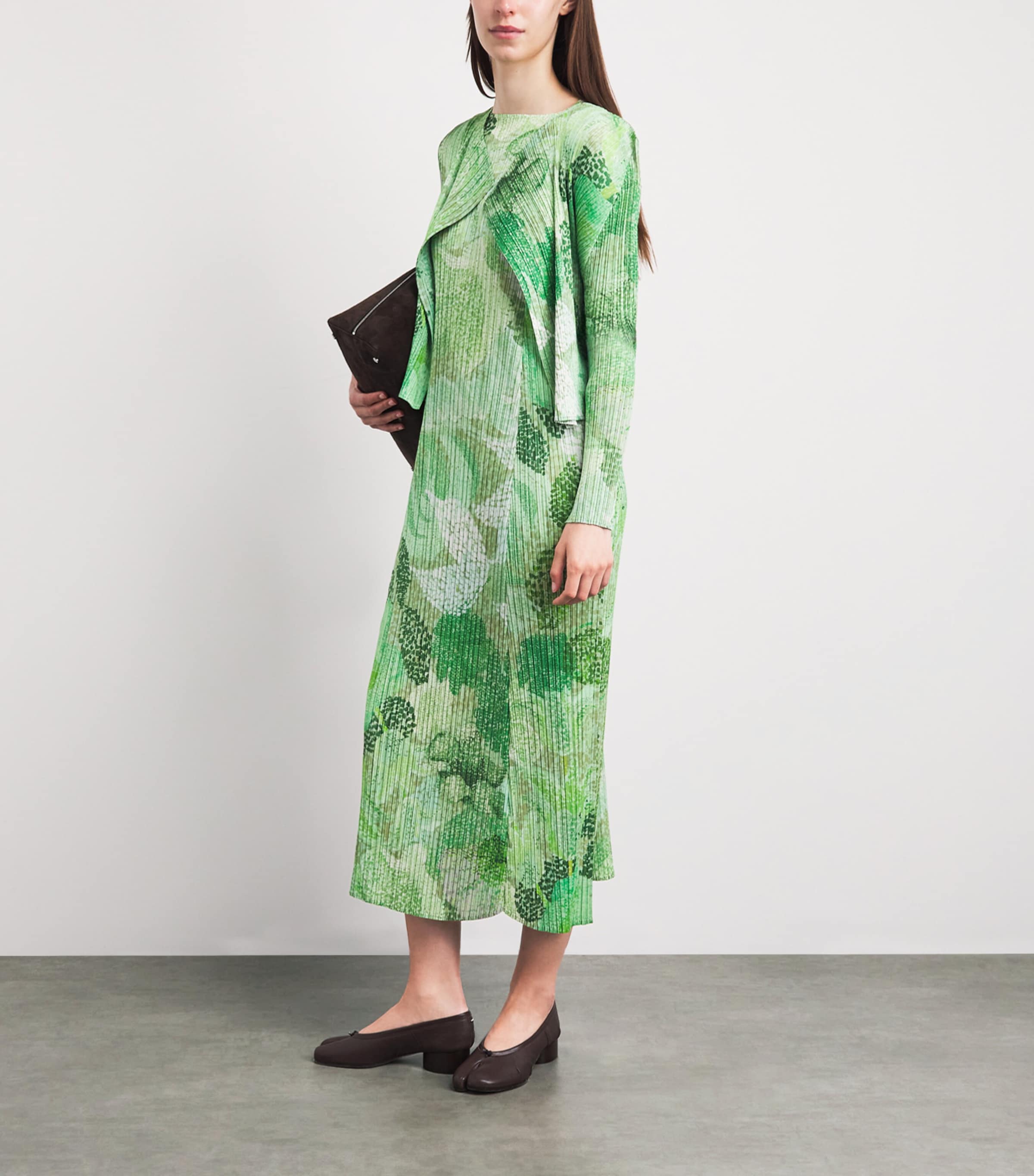 Pleats Please Issey Miyake Womens Pleated Foggy Forest Midi Dress Grass Green Image 2