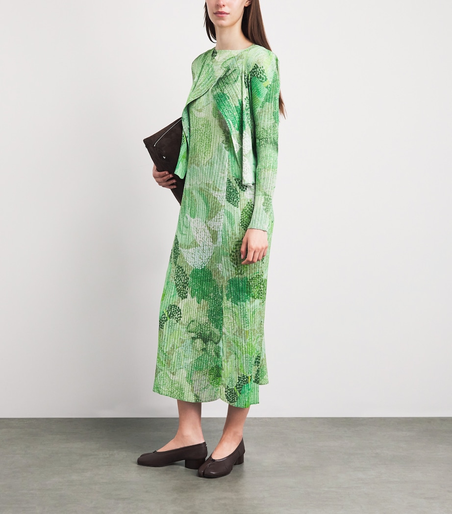 Pleats Please Issey Miyake Womens Pleated Foggy Forest Midi Dress Grass Green Image 2