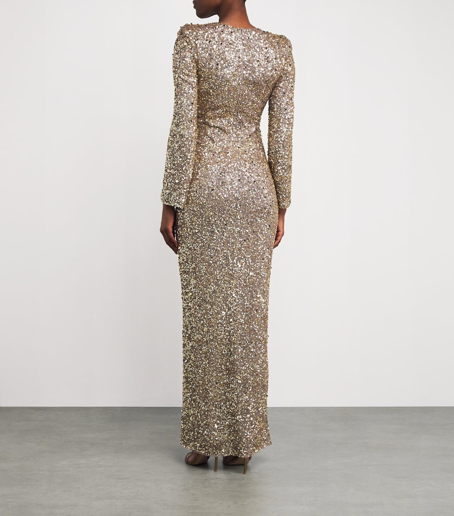 Sequinned Marie Maxi Dress 2119 GRANTE GLD BDNG Image 3