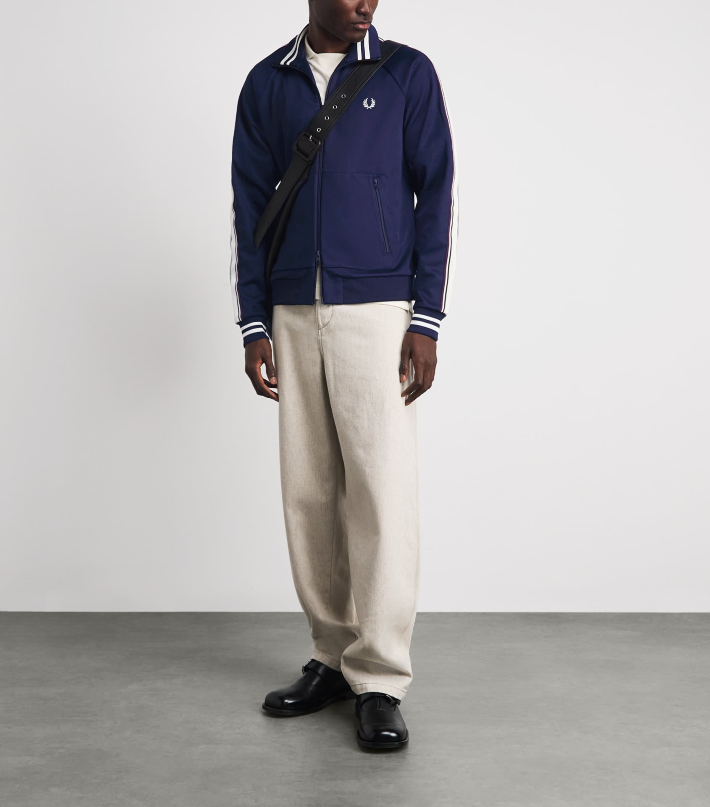 Fred Perry Navy Embroidered Taped Track Jacket | Harrods US