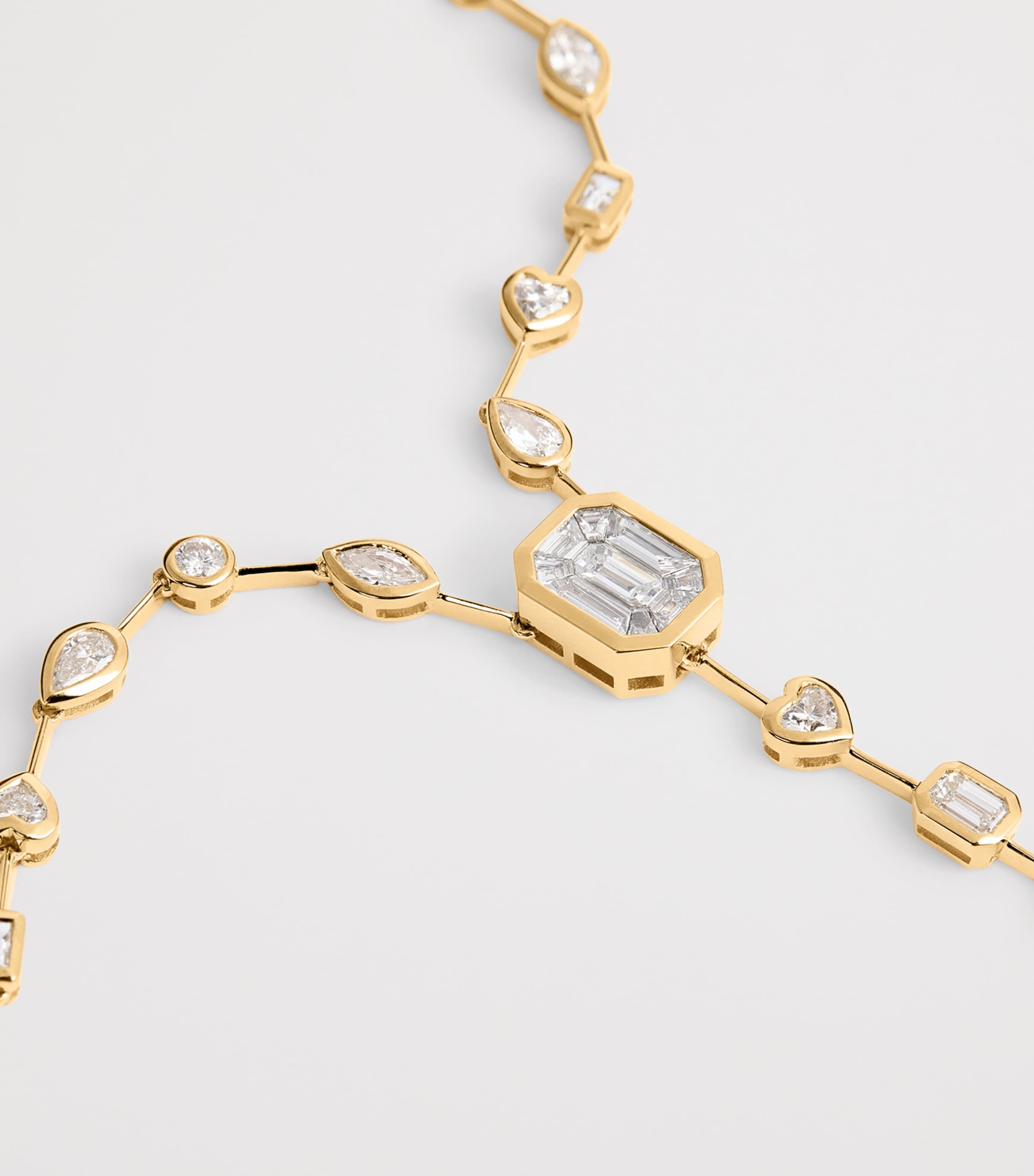 Yellow Gold and Diamond Illusion Necklace YELLOW GOLD Image 4