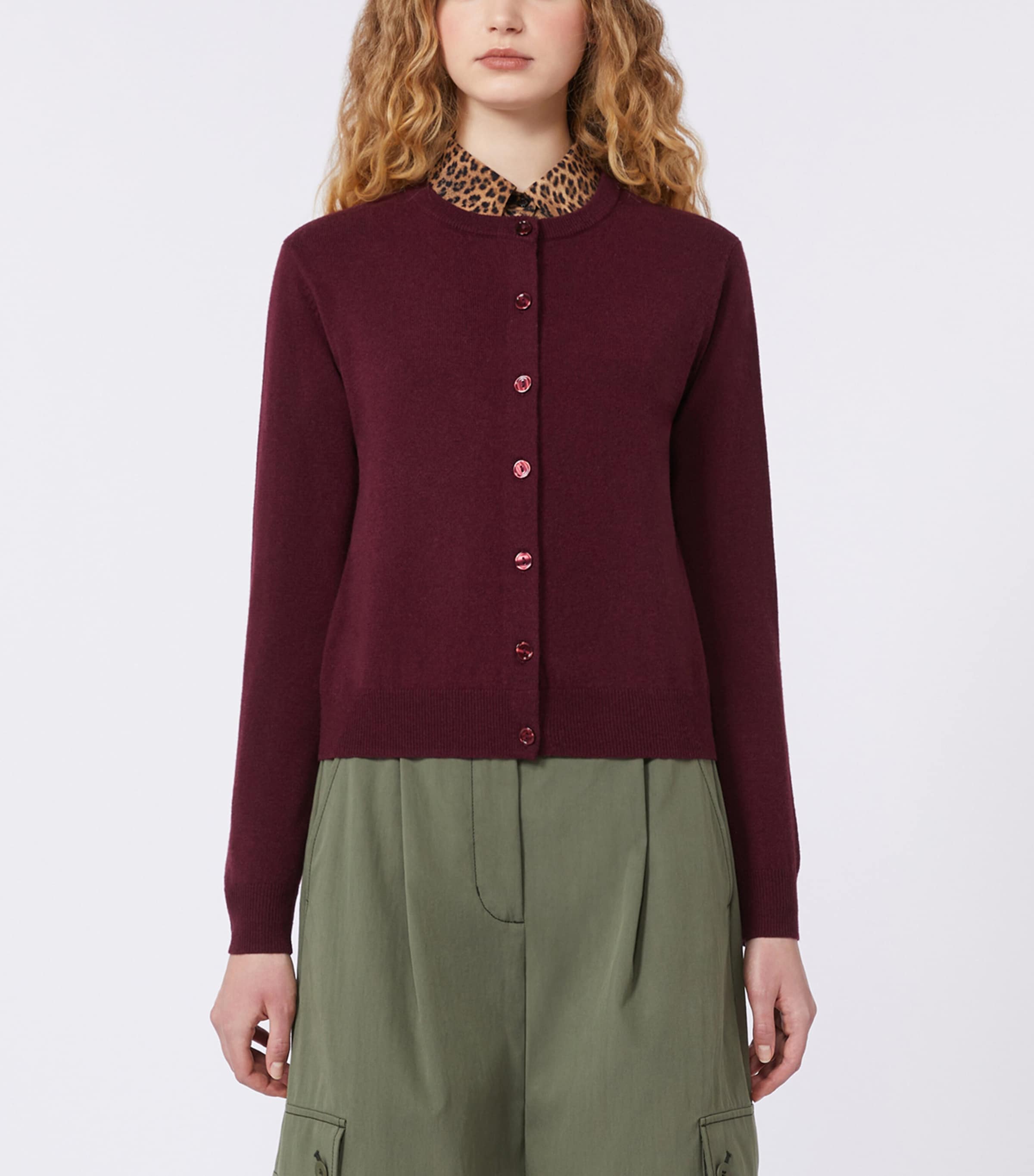 Weekend Max Mara Womens Wool-Cashmere Cardigan Bordeaux Image 2