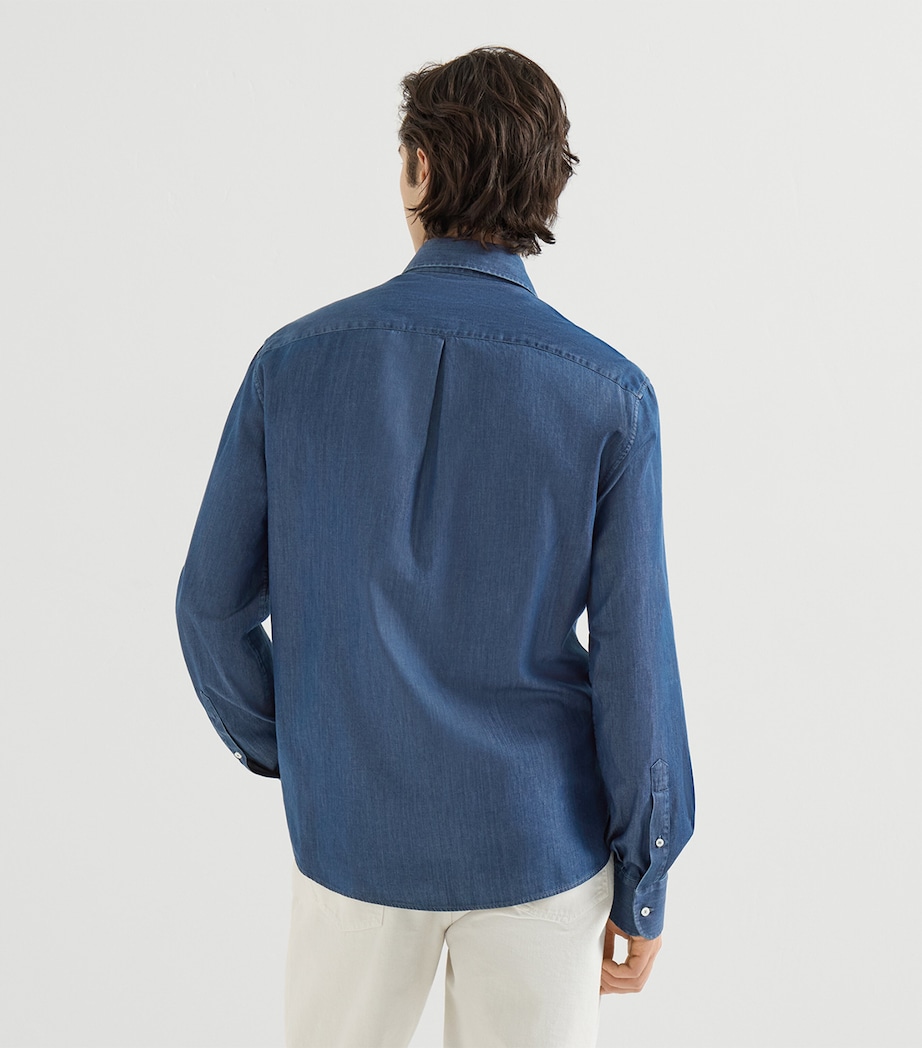 Brunello Cucinelli Mens Denim Chambray Shirt Image 5