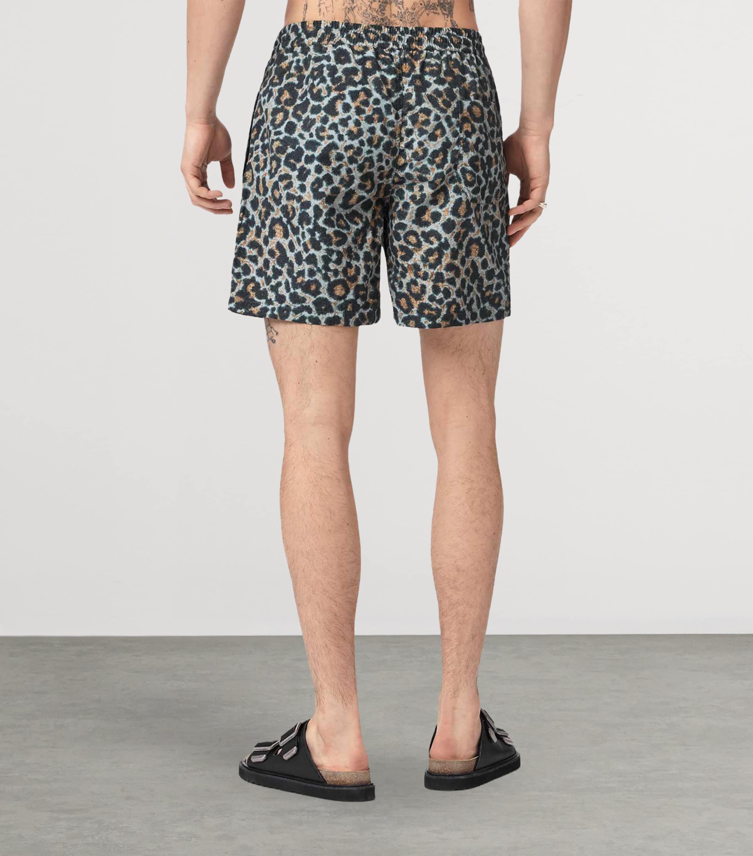 AllSaints Mens Leopard Print Silesia Swim Shorts Clouded Grey Image 4