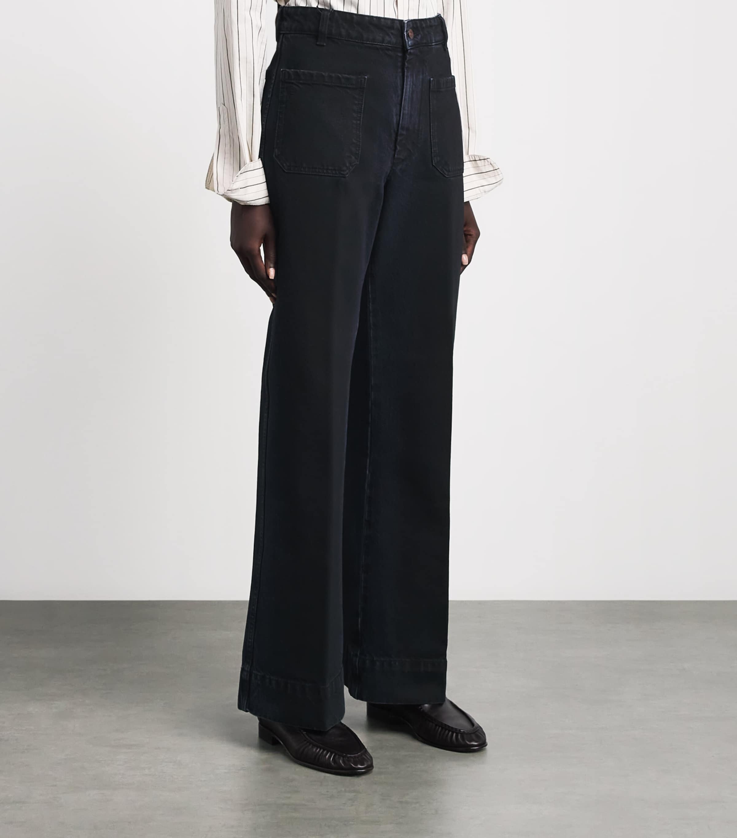 Victoria Beckham Womens Alina High-Rise Wide-Leg Jeans Ink Blue Image 4