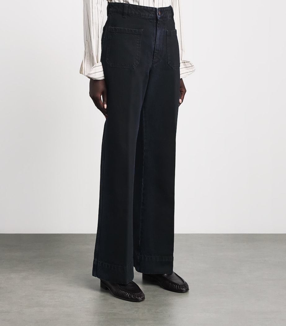 Victoria Beckham Womens Alina High-Rise Wide-Leg Jeans Ink Blue Image 4