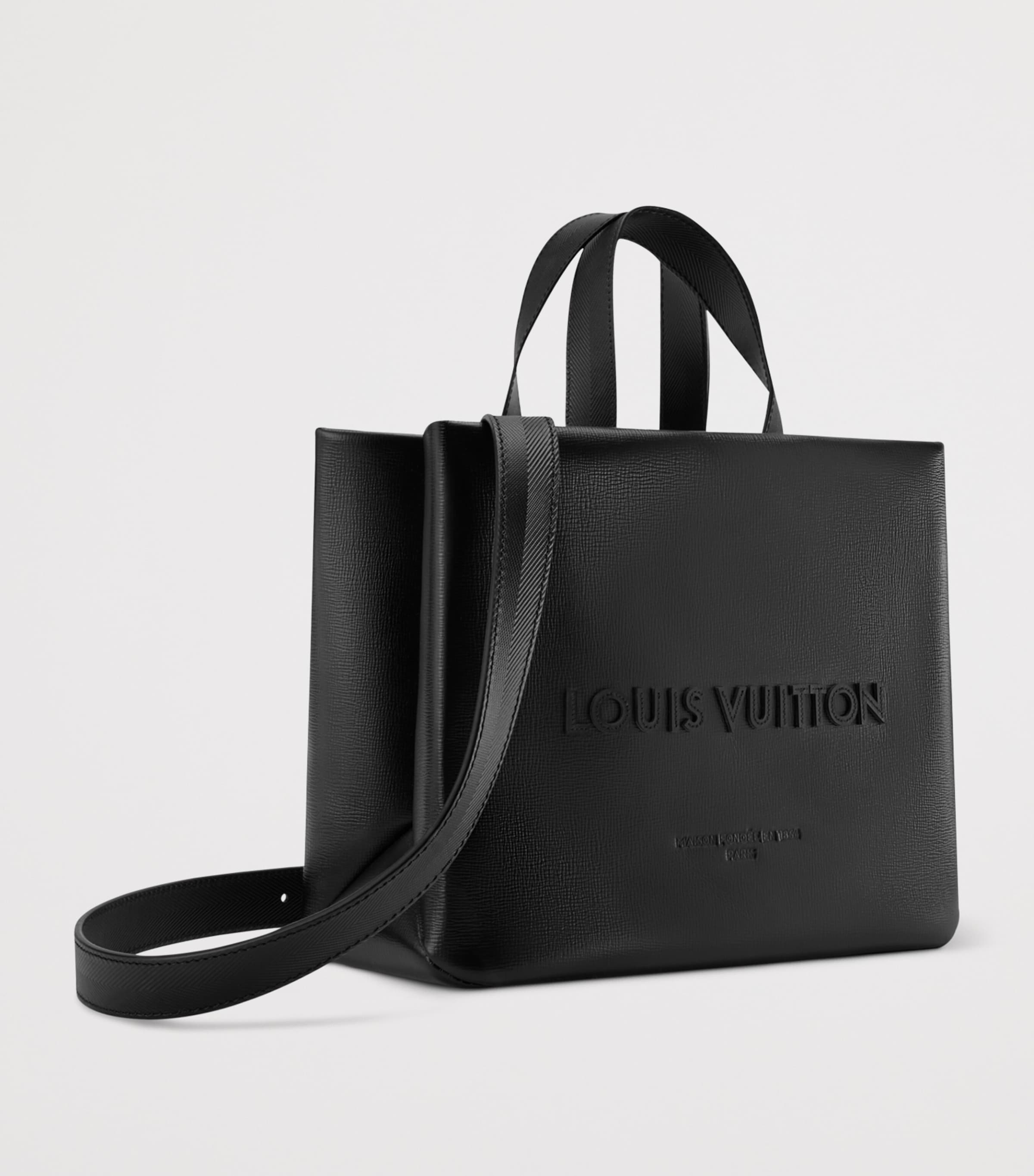 Mini Leather Shopper Tote Bag BLACK Image 3