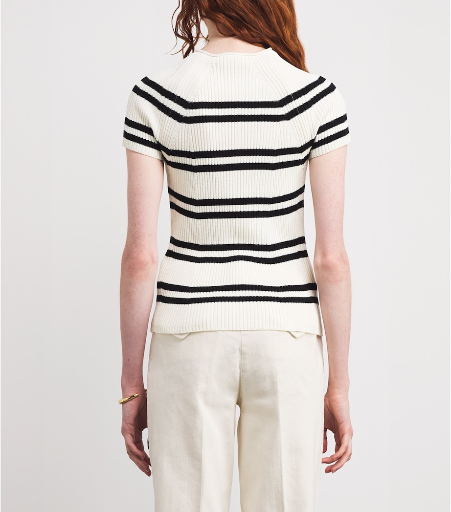 Stripe Short-Sleeve Sweater WHITE Image 4
