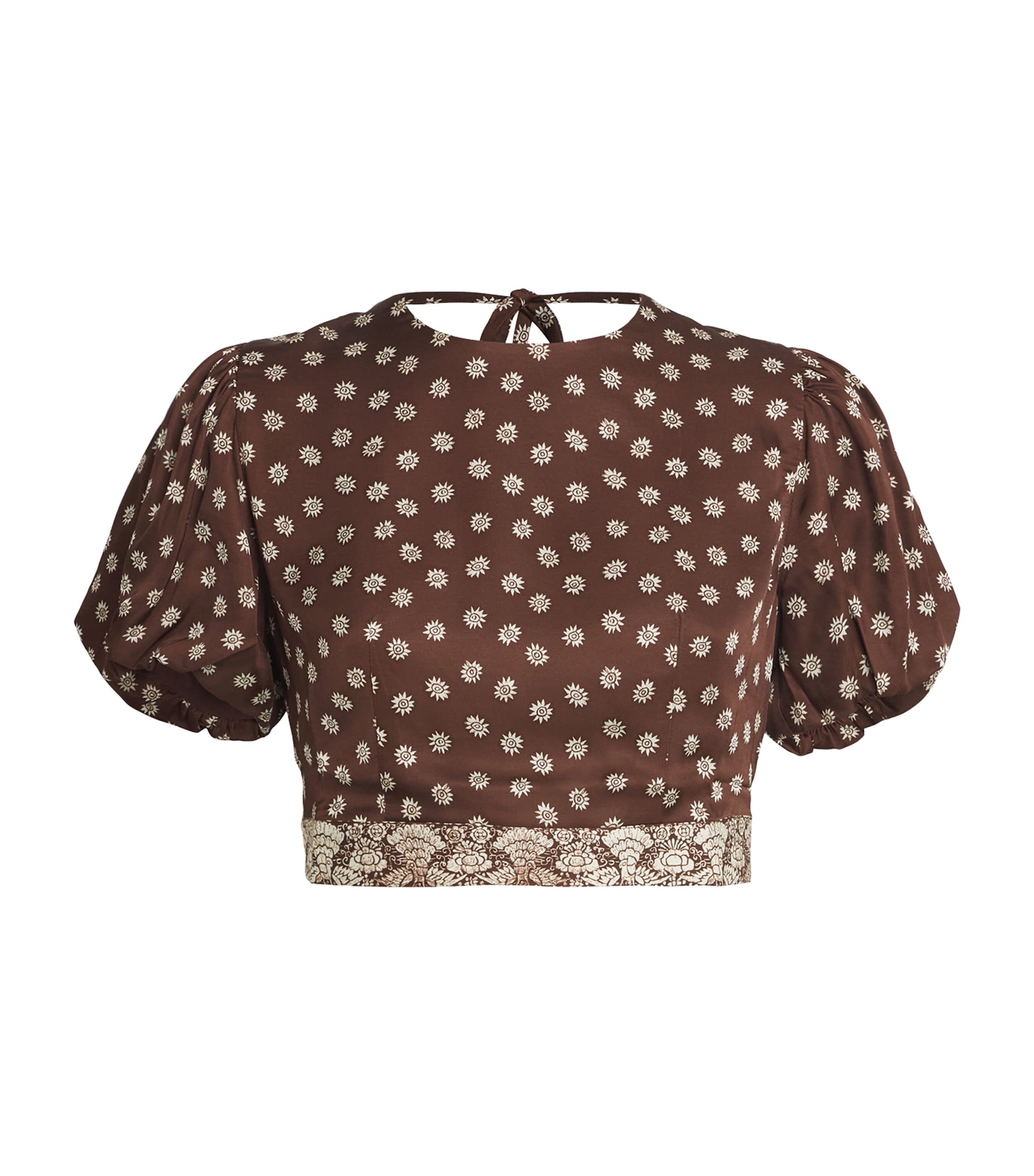 Claudie Pierlot Womens Printed Cropped Blouse Dark Print Image 1
