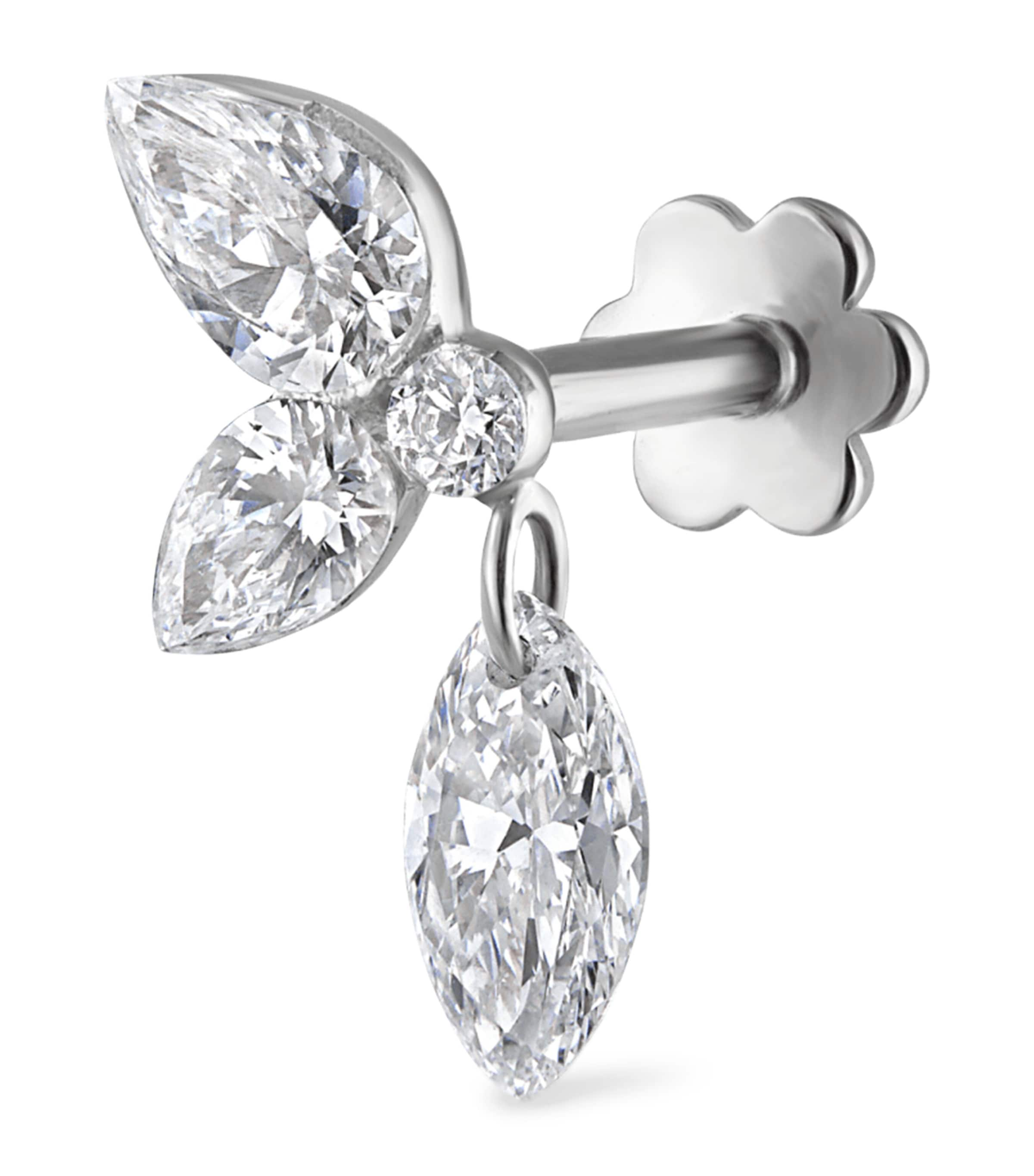 Maria Tash Grand Marquise Pear Diamond Echo Earring In Metallic