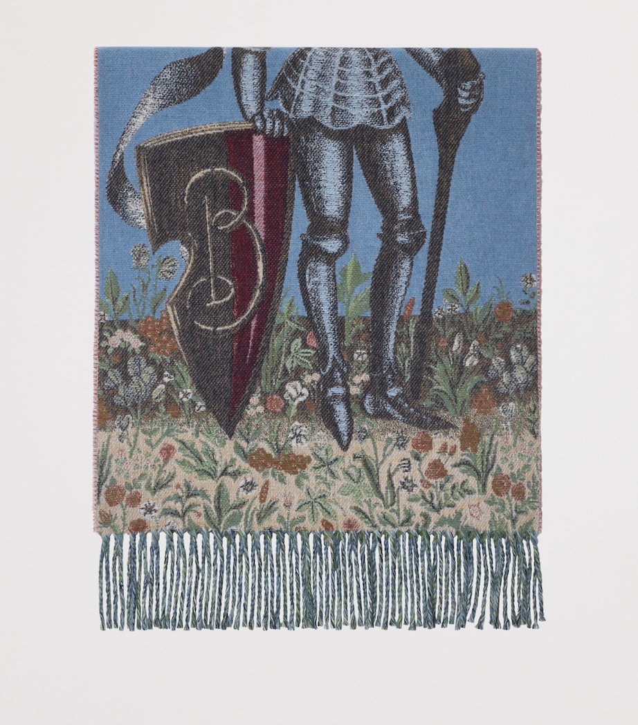 Burberry Cashmere Knight Portrait Scarf Armour Blue Image 3