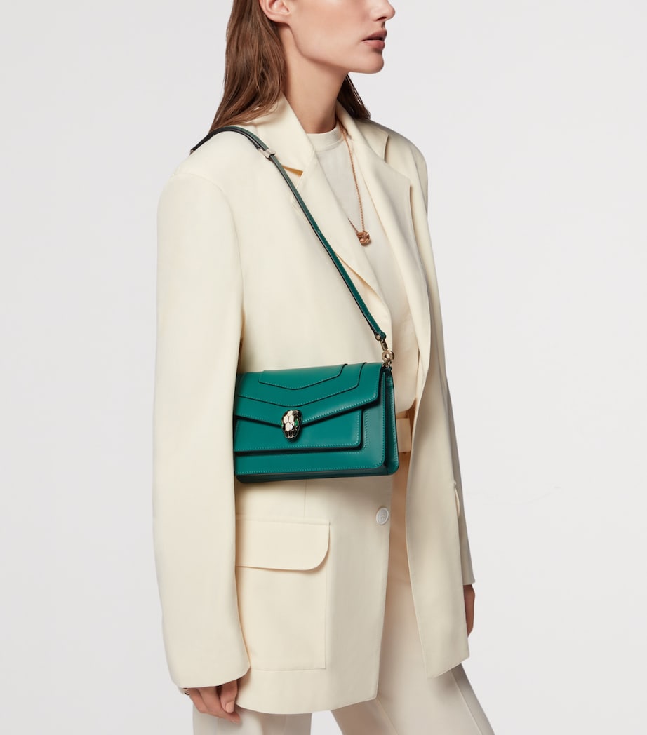 Bvlgari Leather Serpenti Forever East-West Shoulder Bag Green Light Image 2
