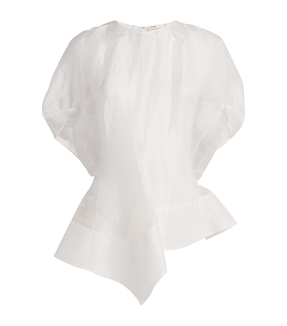Khaite Womens Silk Asymmetric Rumi Blouse Chalk Image 1