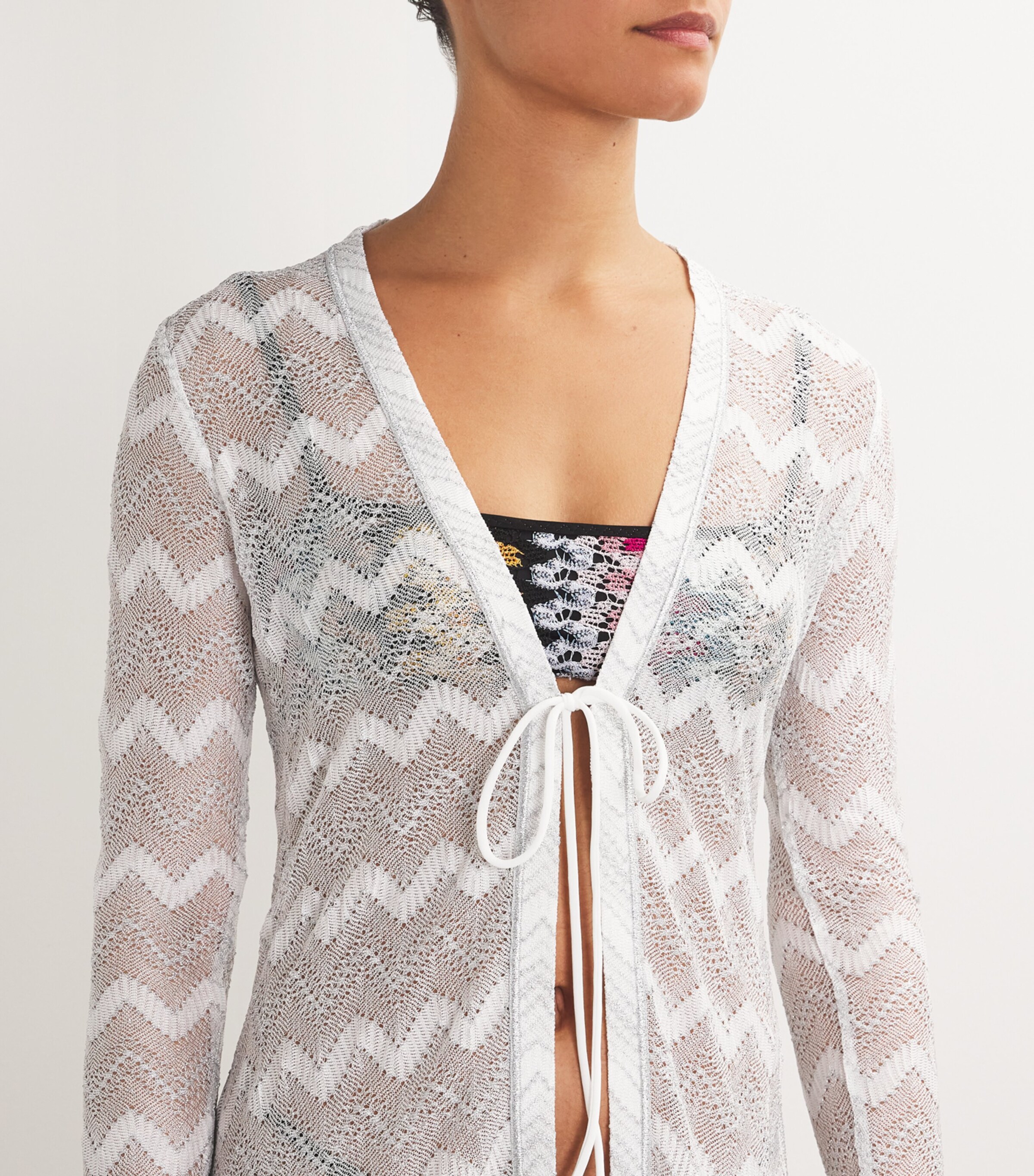 Zigzag Cover-Up Cardigan S01FJ WHTE SLVR LM Image 6