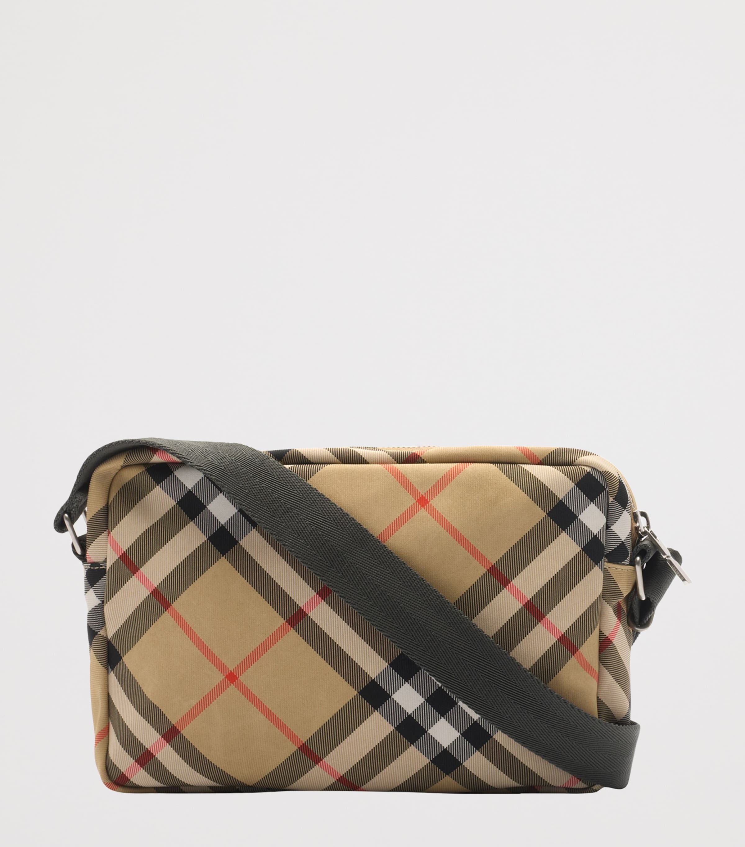 Small Canvas Check Cross-Body Bag SAND Image 3