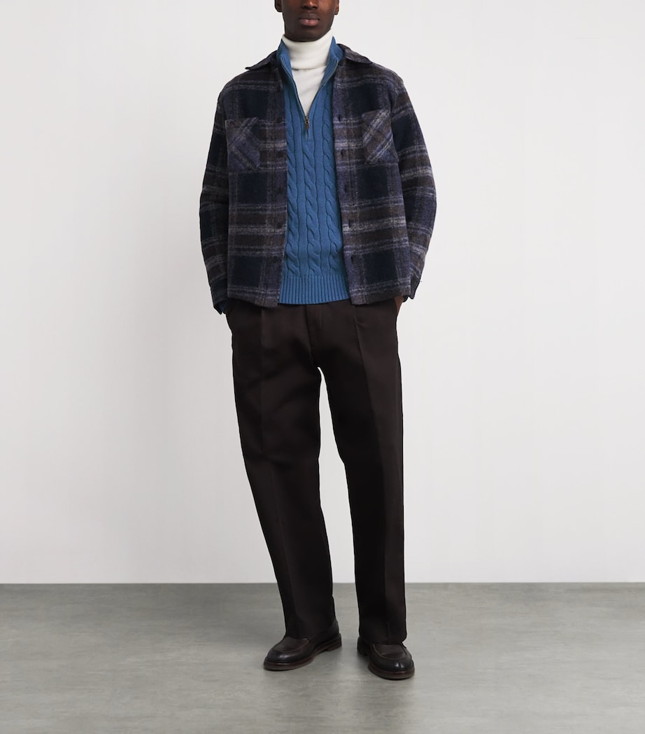 Cable-Knit Quarter-Zip Sweater NAVY HEATHER Image 2