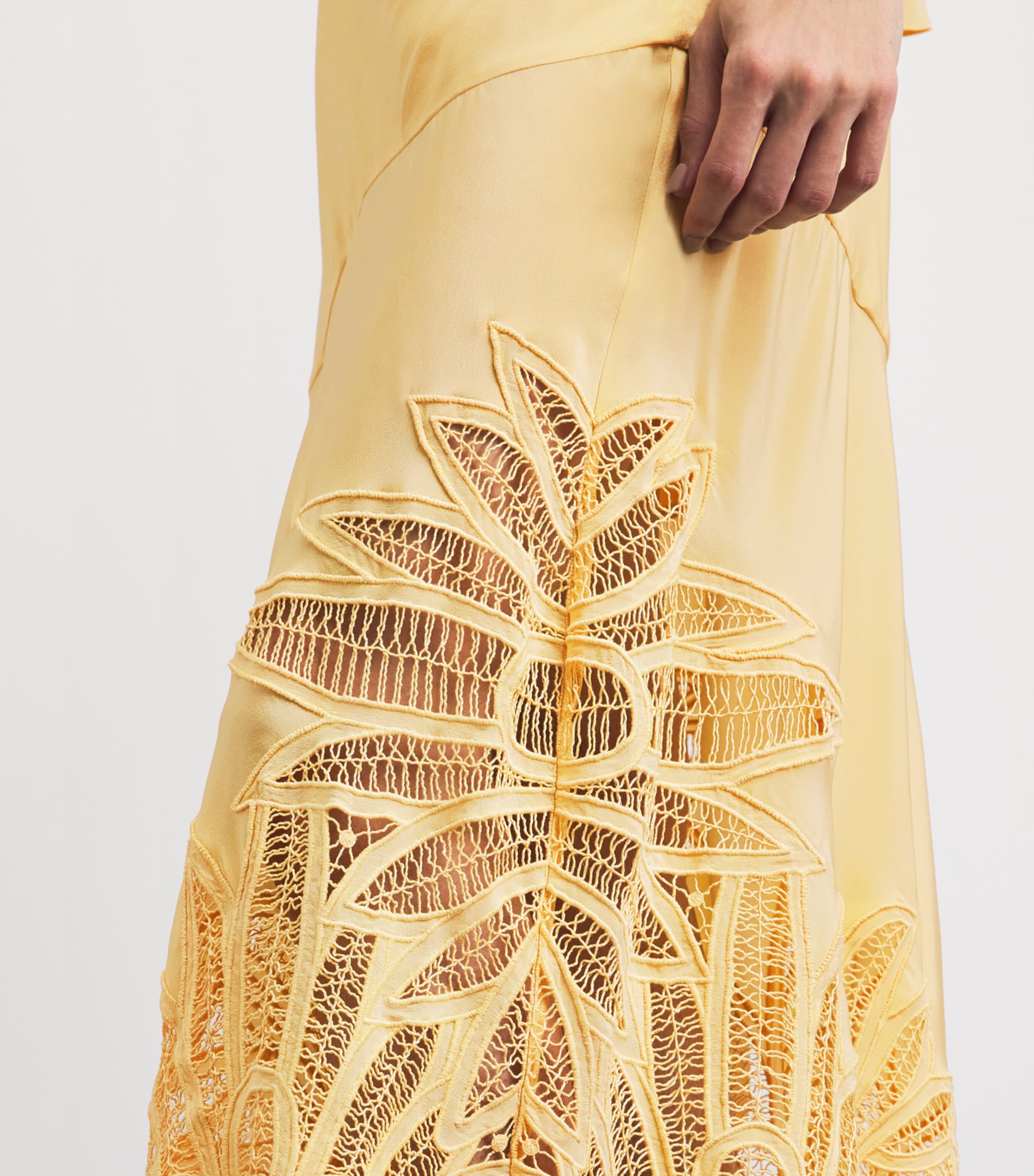 Ulla Johnson Womens Silk Embroidered Oona Maxi Skirt Dandelion Image 3