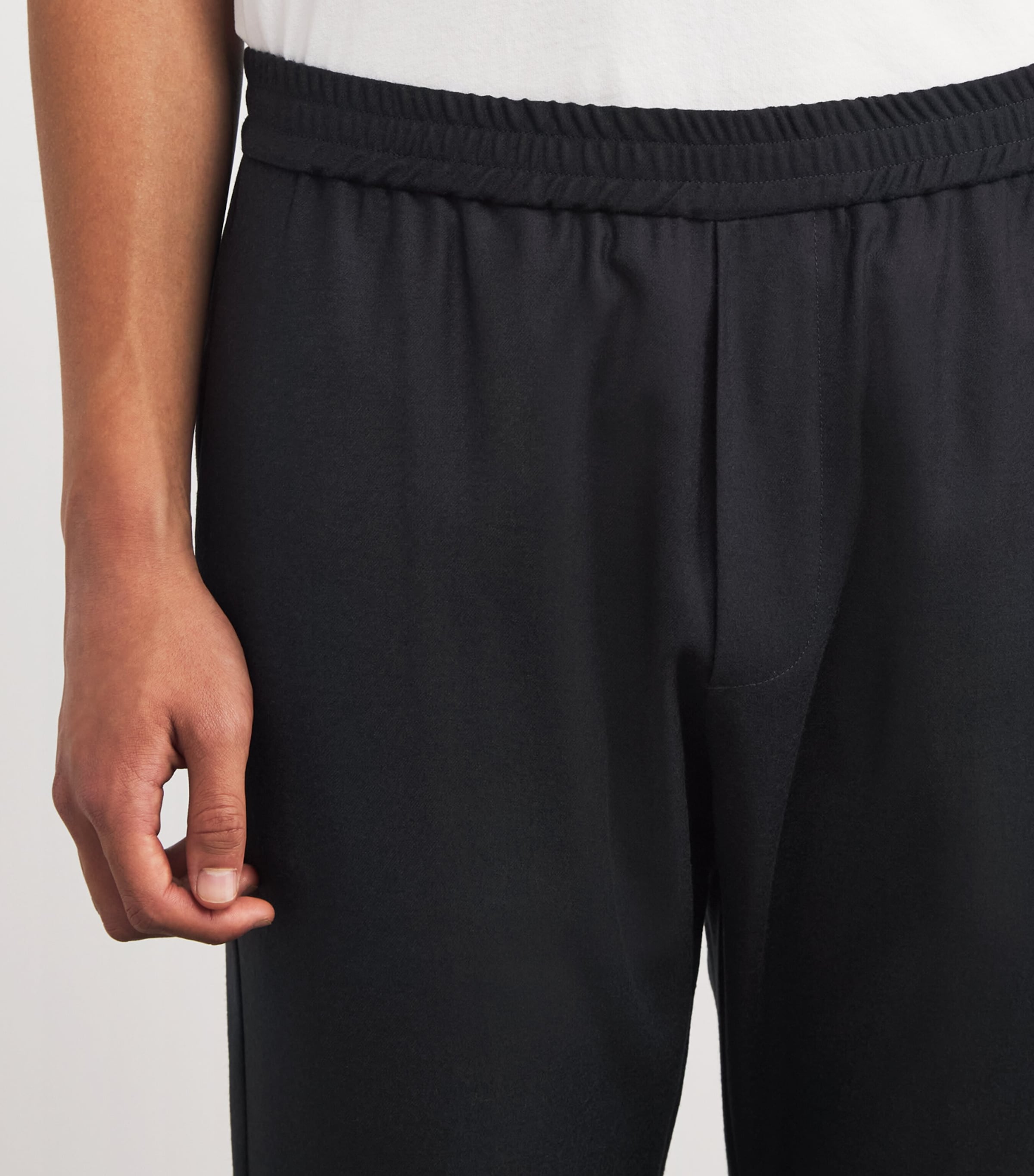 Virgin Wool Drawstring Trousers 170 NAVY Image 6