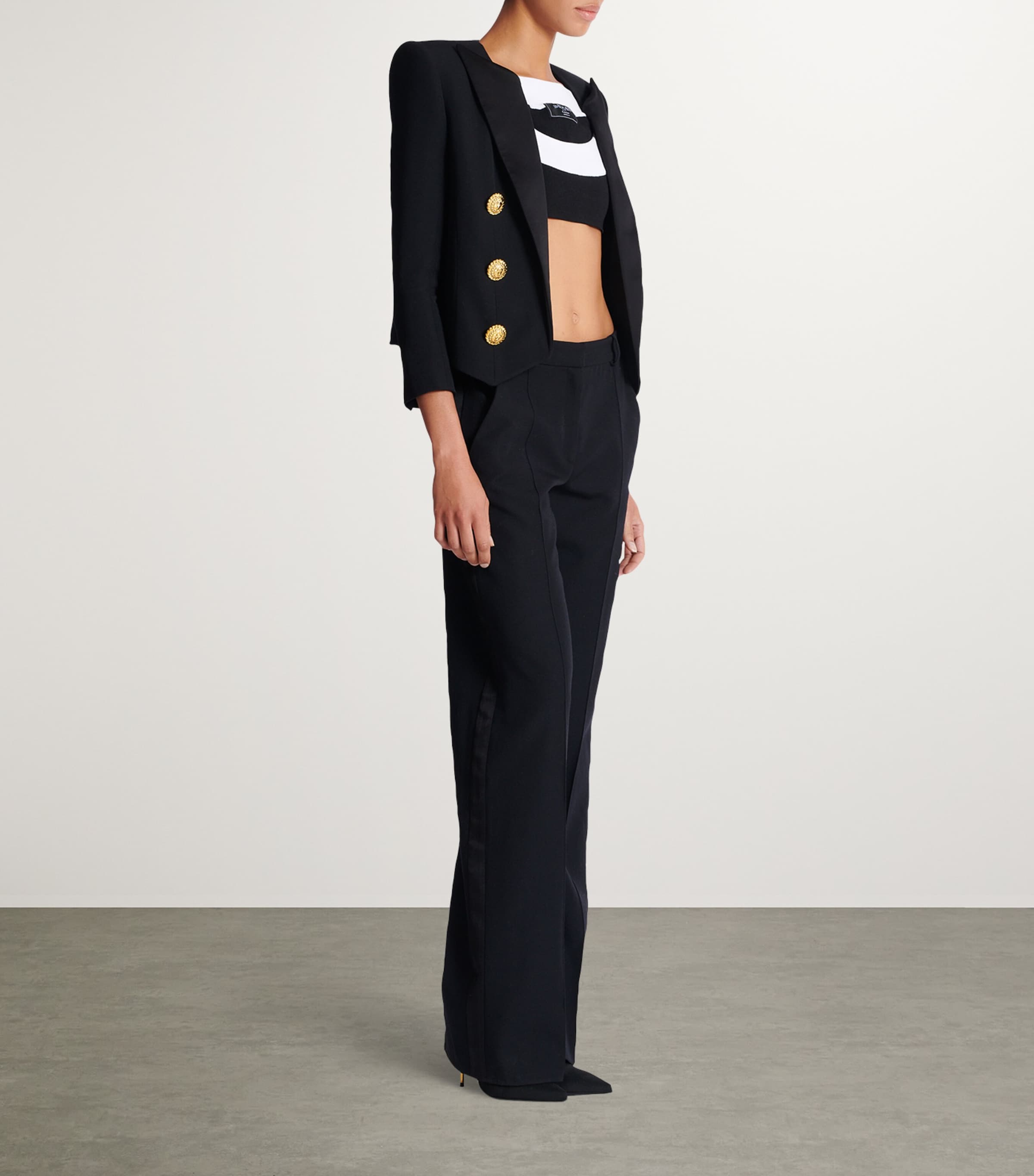 Wool Grain De Poudre Cropped Jacket 0PA NOIR Image 4