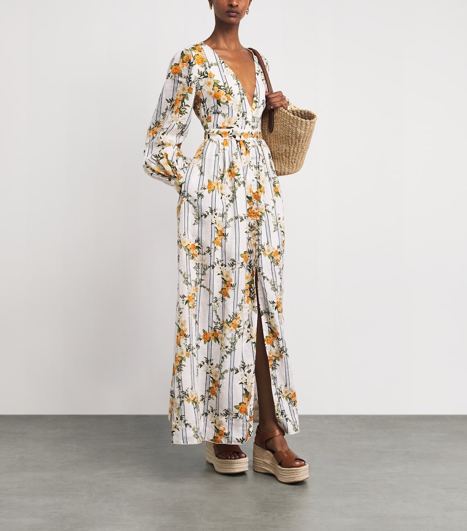 Agua By Agua Bendita Womens Linen Floral Frambuesa Valle Maxi Dress Image 2