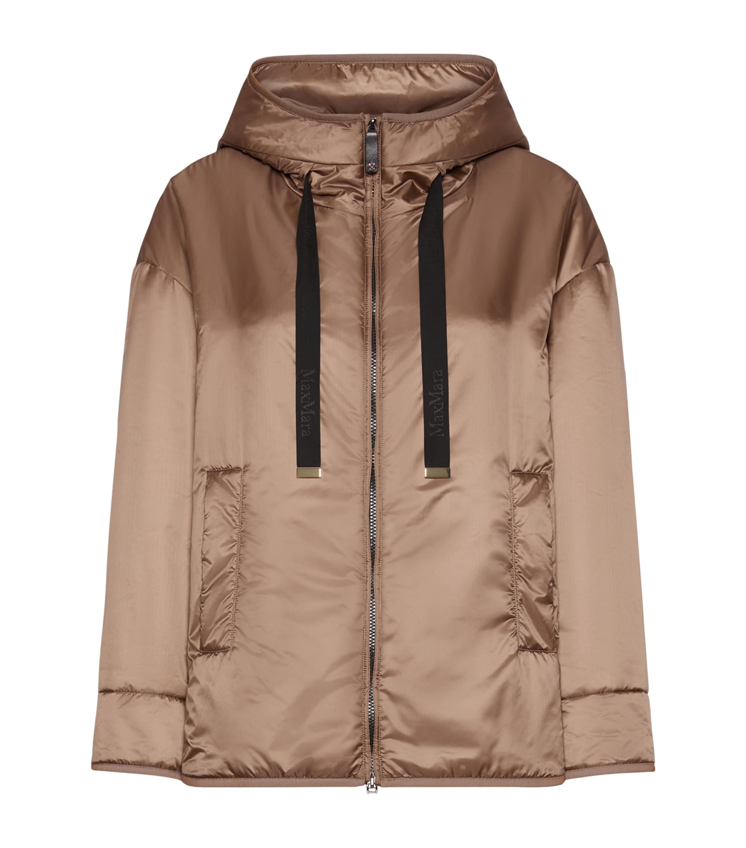 Max Mara Womens Hooded Padded Jacket Mud Image 1