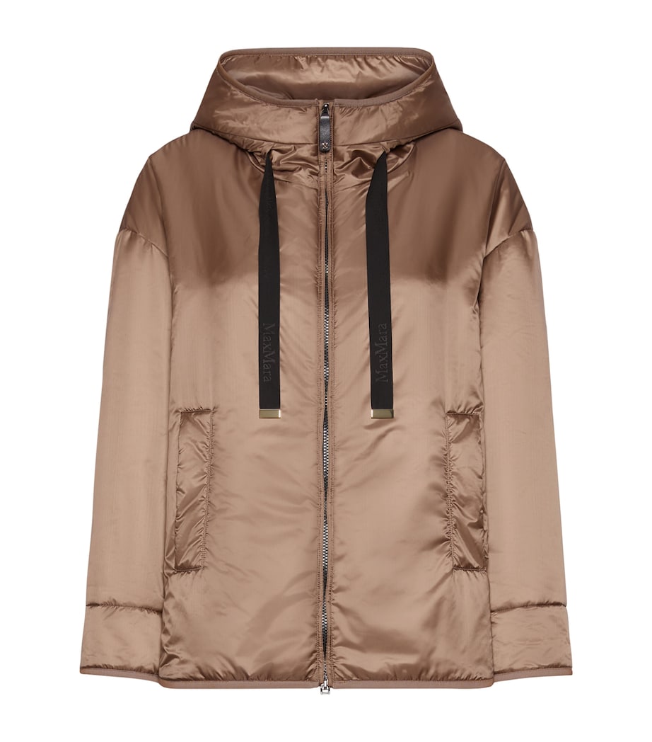 Max Mara Womens Hooded Padded Jacket Mud Image 1