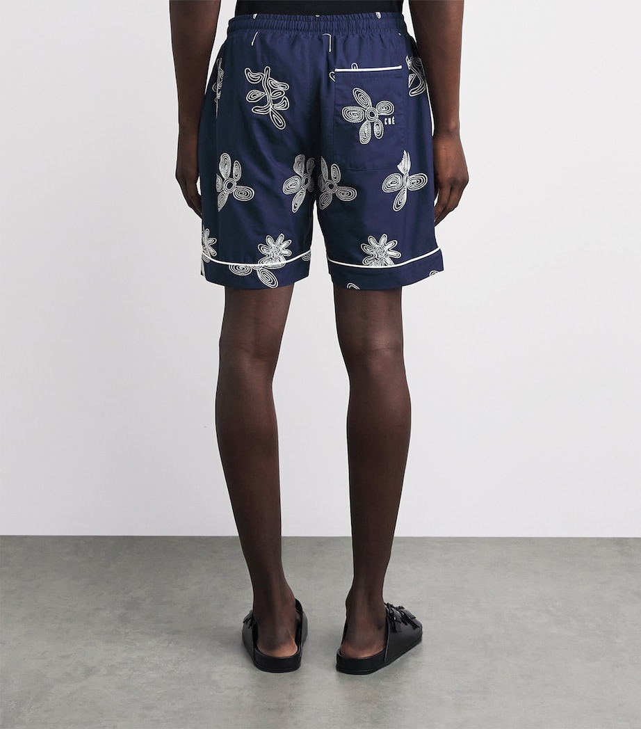 CHÉ Mens Embroidered Flores Shorts Blue Image 5