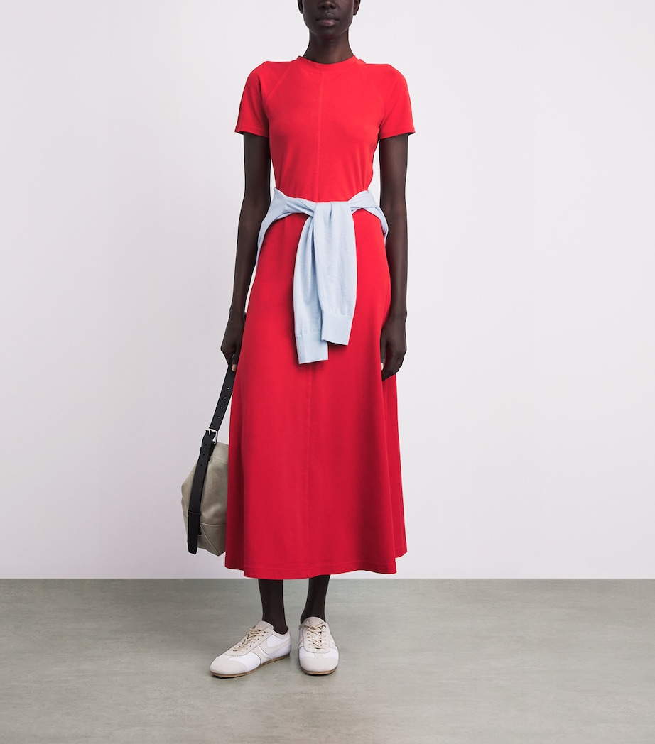 ME+EM Womens Cotton A-Line Midi Dress Lipstick Red Image 2