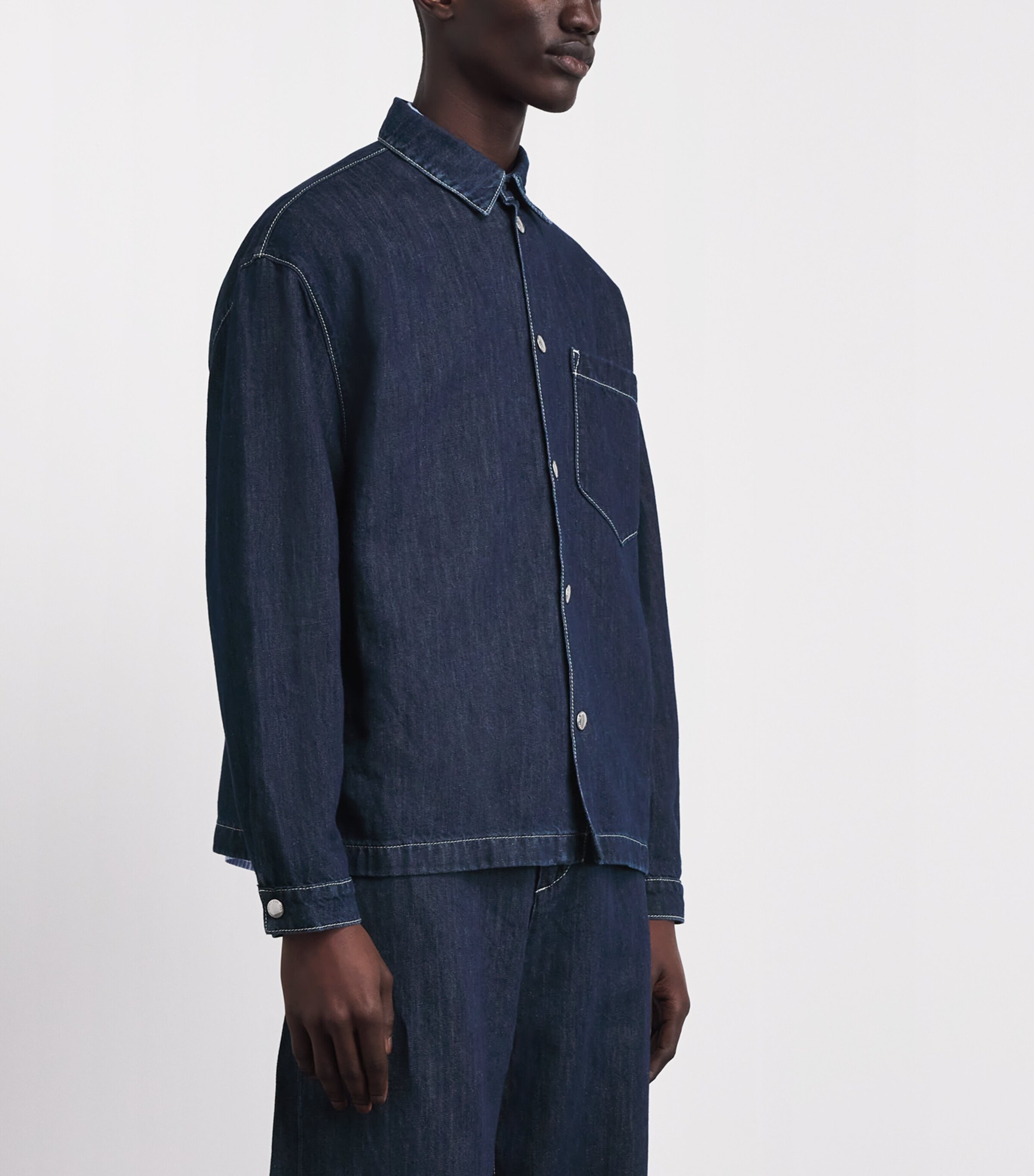 7 For All Mankind Mens Oversized Denim Shirt Nocturnal Image 4