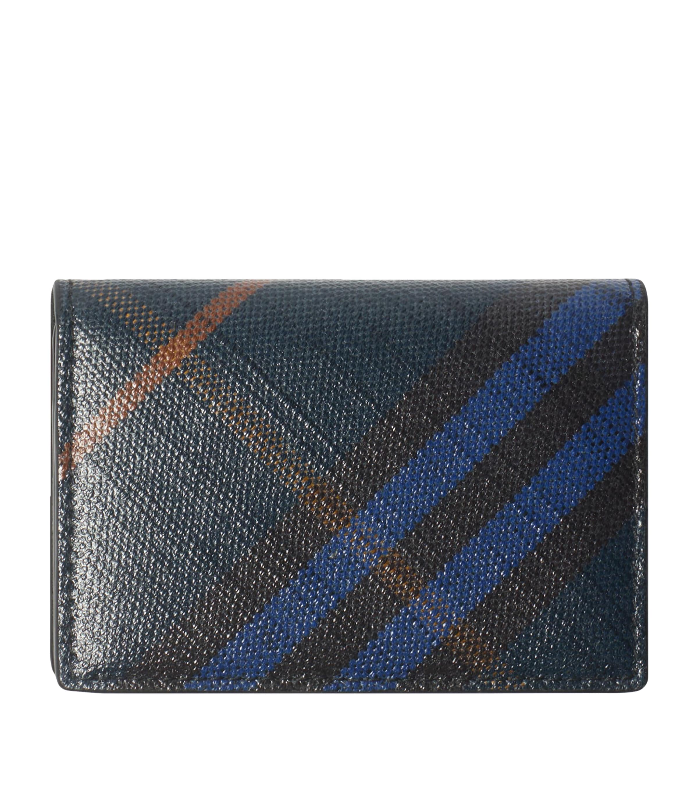 Burberry Check Bifold Card Case In Blue