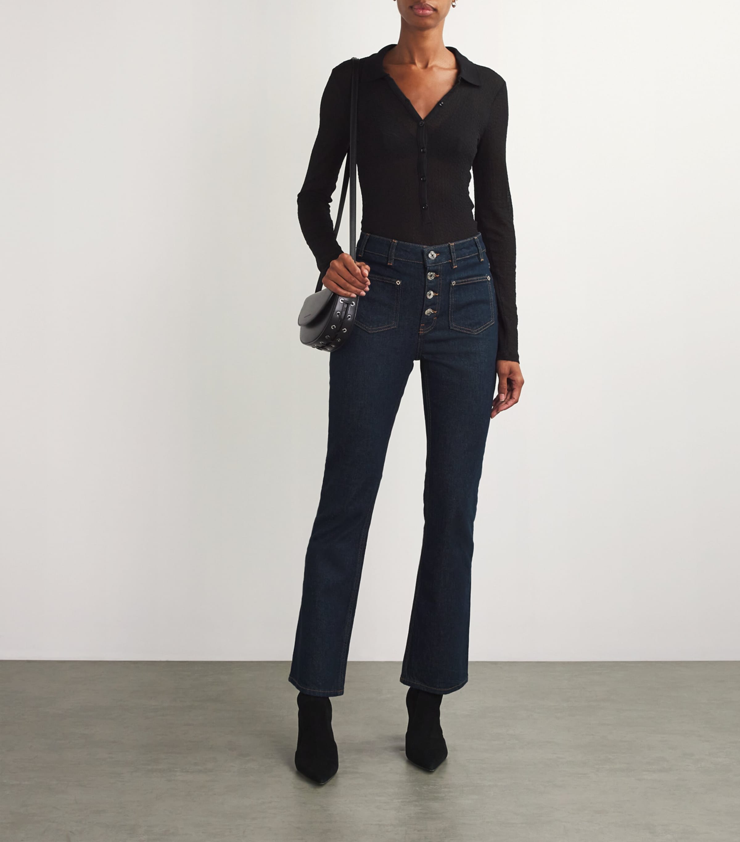 Maje Womens Patch-Pockets Straight-Leg Jeans Dark Blue Image 2