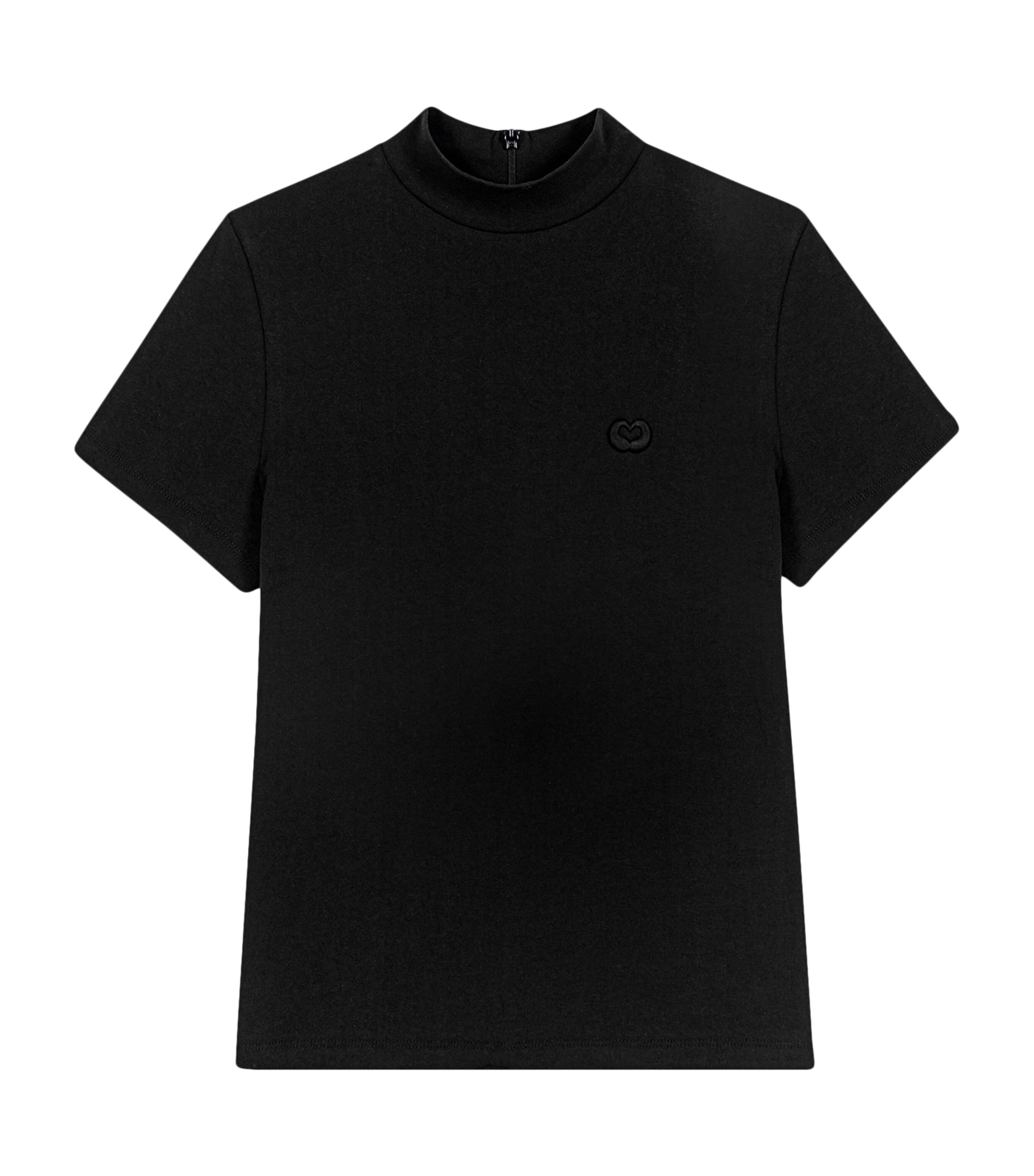 Maje Womens Cotton Back-Zip T-Shirt Black Image 1