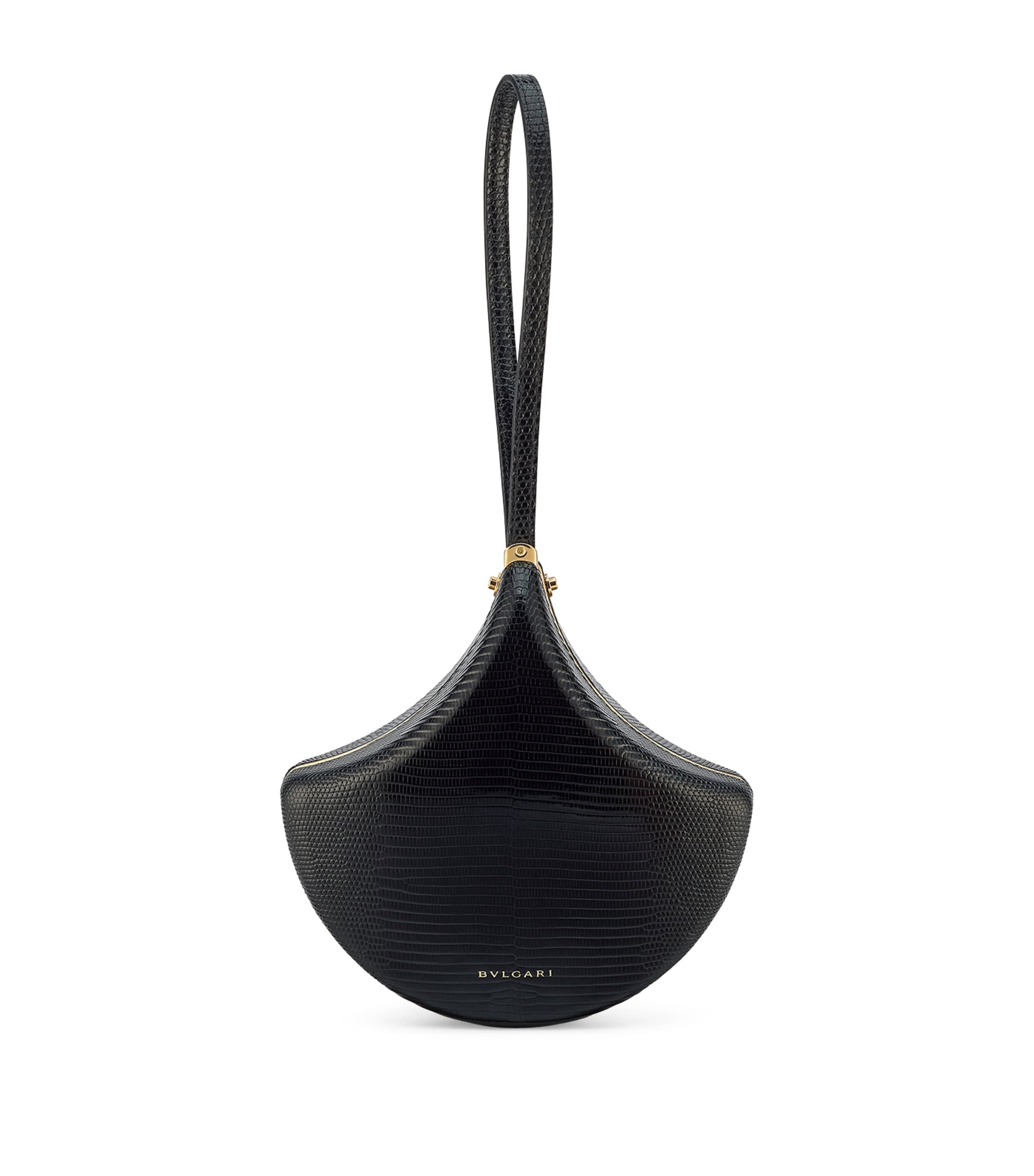 Lizard Leather Ginkgo Clutch Bag BLACK Image 1