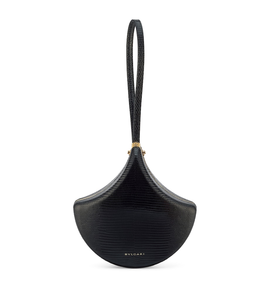 Lizard Leather Ginkgo Clutch Bag BLACK Image 1